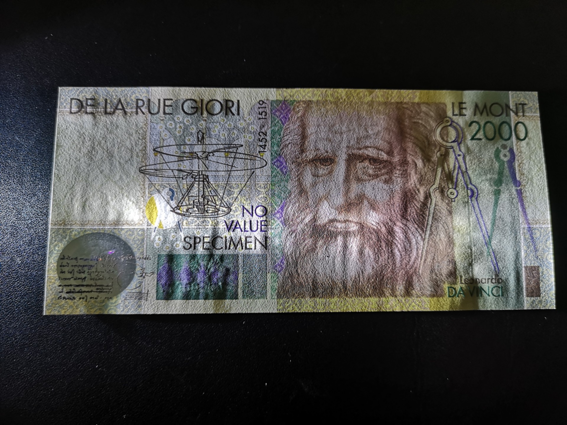 《外钞收藏家》第一百六十四期拍卖（本期100件） 2000达芬奇测试钞 全新UNC
