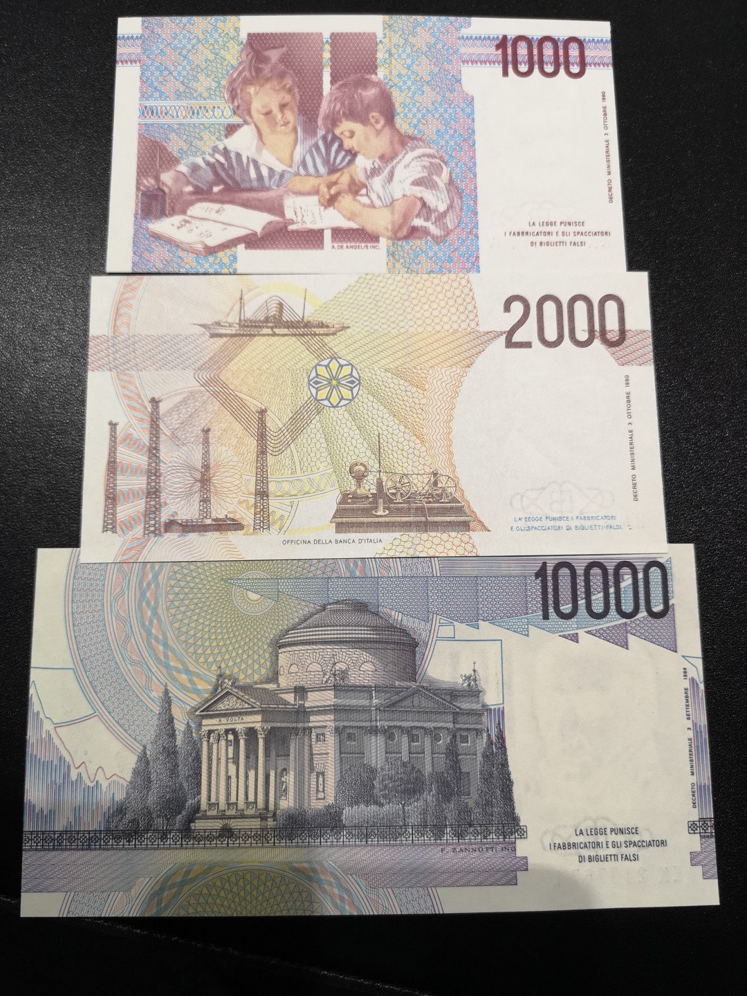 《外钞收藏家》第一百六十四期拍卖（本期100件） 意大利三张小套 全新UNC