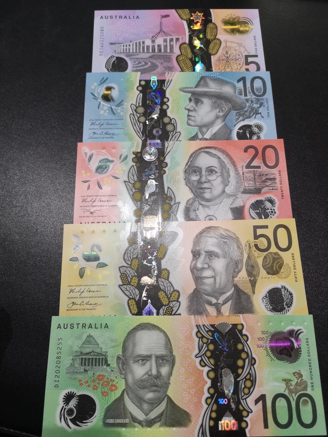 《外钞收藏家》第一百六十四期拍卖（本期100件） 澳大利亚最新版塑料钞 全套 全新UNC