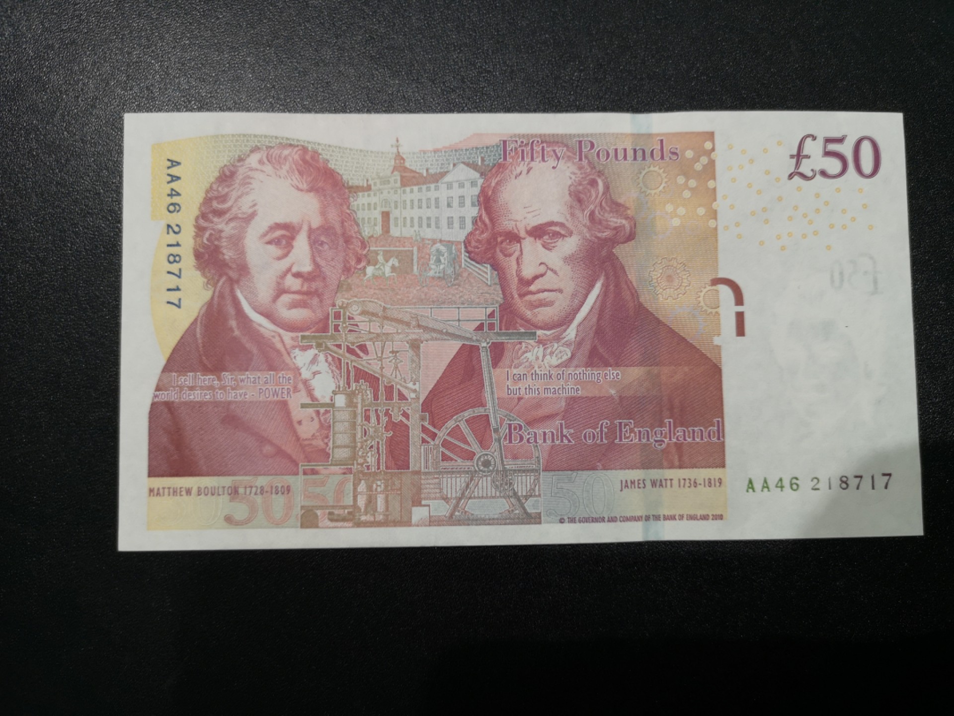 《外钞收藏家》第一百六十四期拍卖（本期100件） 英国F序列50镑 AA冠 全新UNC