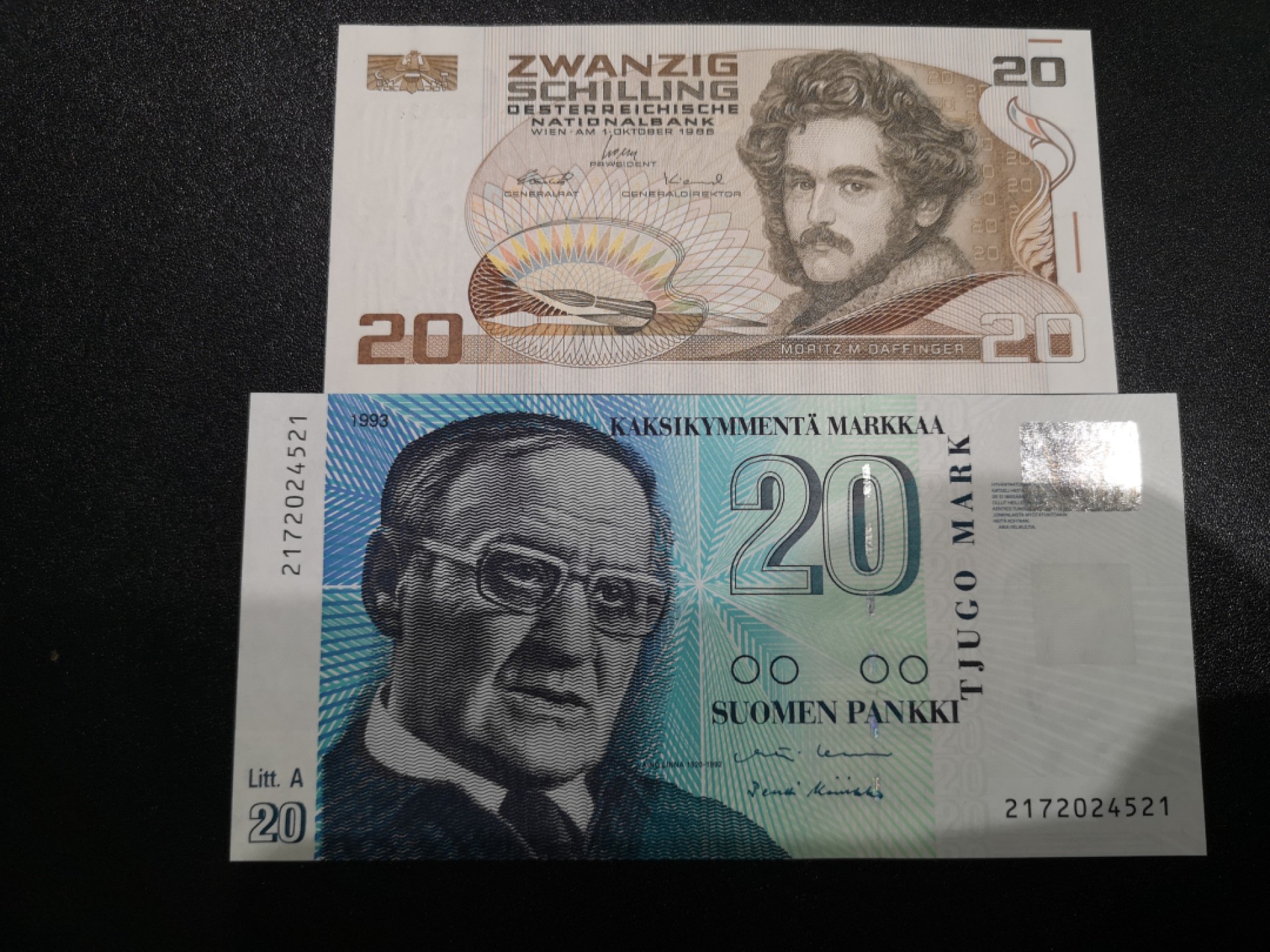 《外钞收藏家》第一百六十四期拍卖（本期100件） 奥地利、芬兰两张 全新UNC