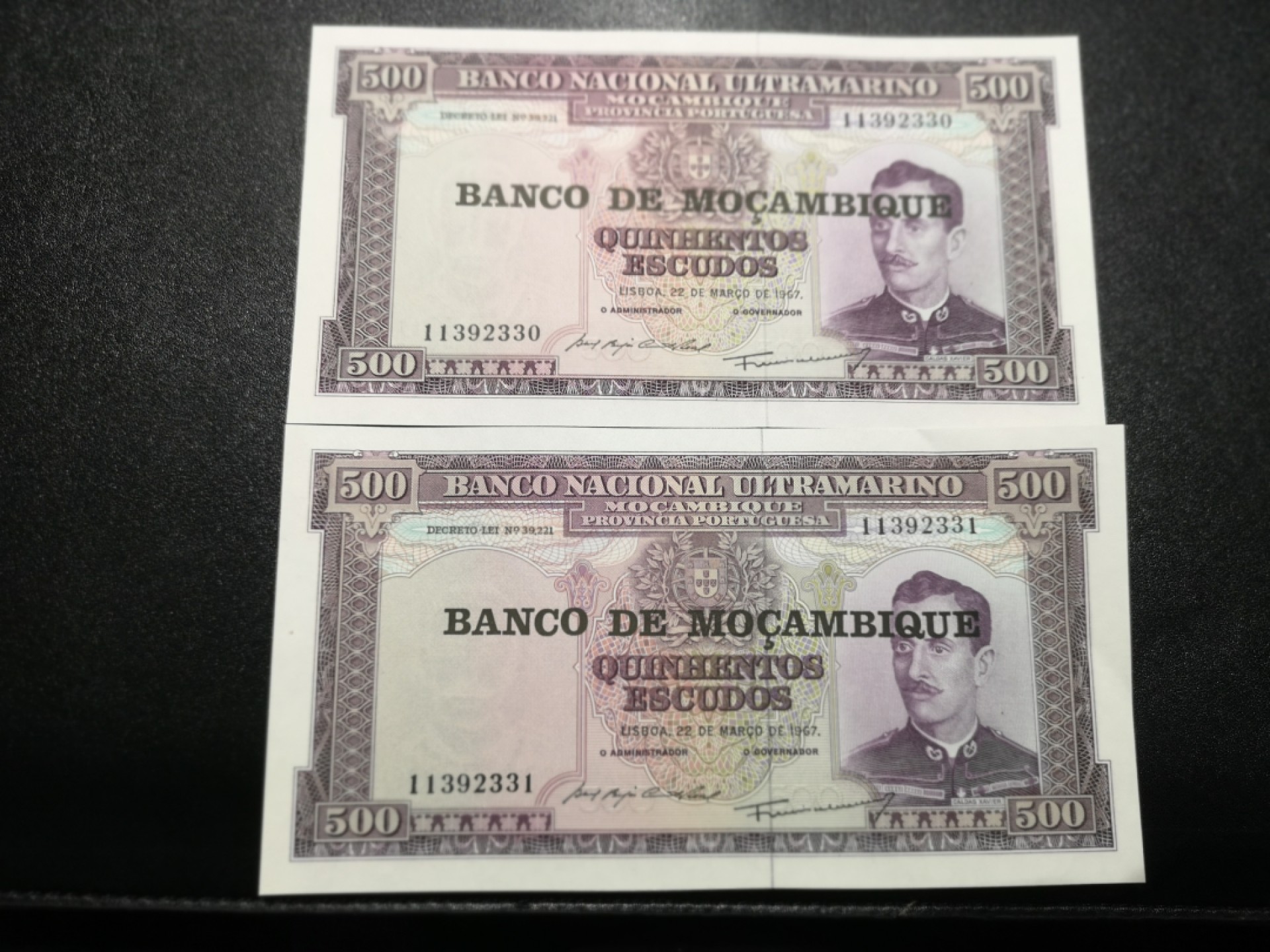 《外钞收藏家》第一百六十四期拍卖（本期100件） 莫桑比克2张一张全新 一张AU