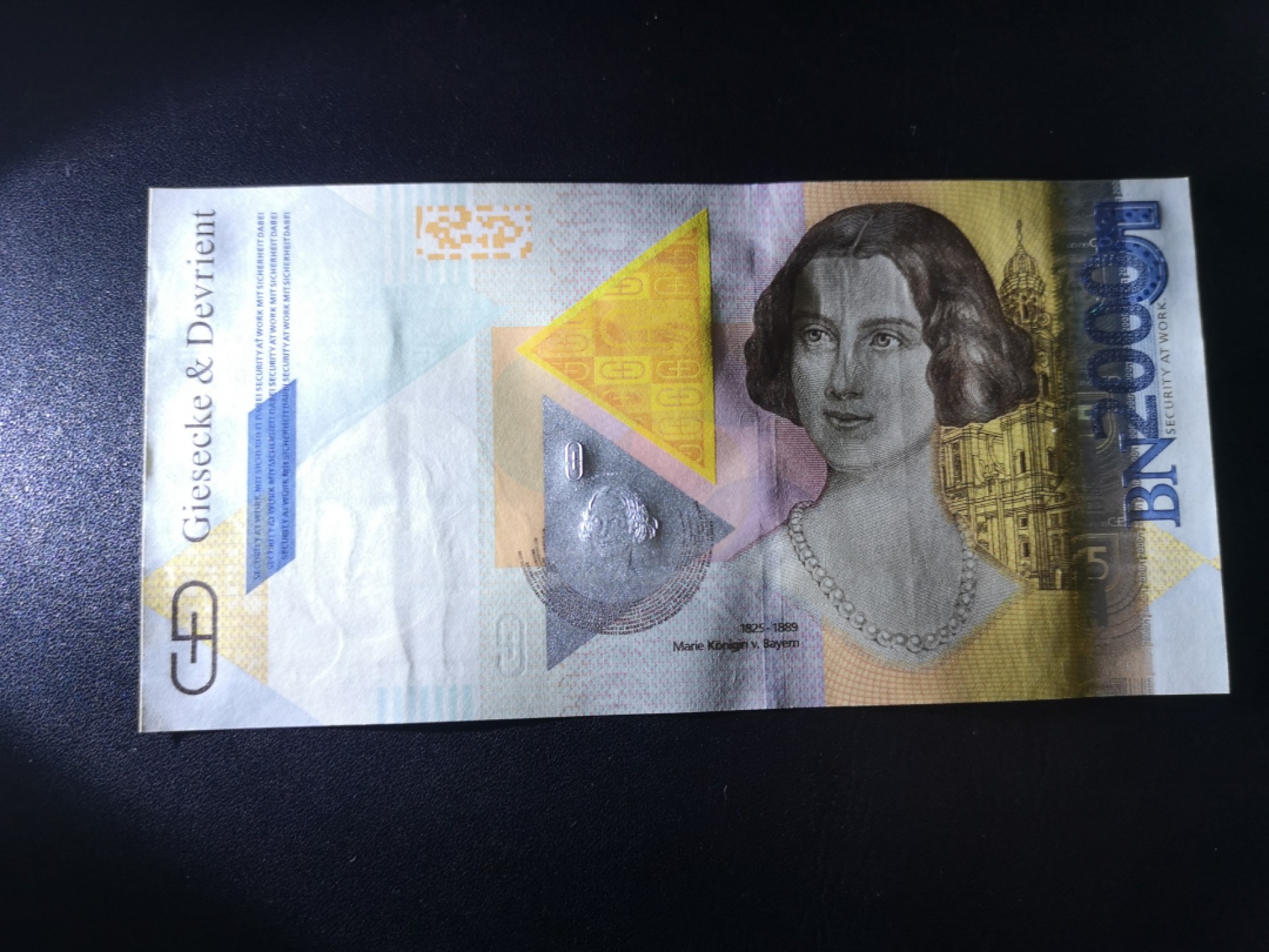 《外钞收藏家》第一百六十四期拍卖（本期100件） 德国捷德公司2000纪念券玛丽公主纪念钞 全新UNC