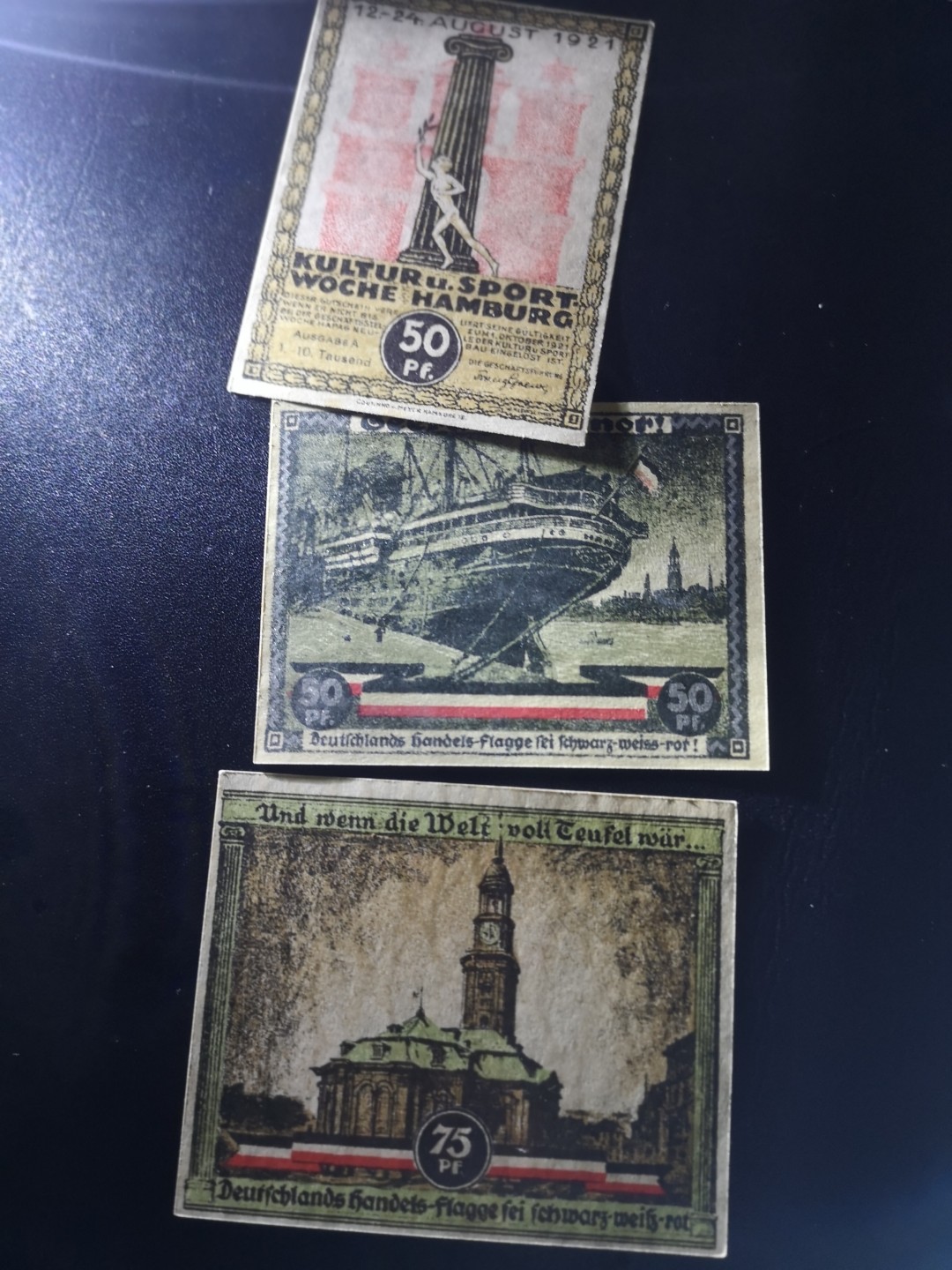 《外钞收藏家》第一百六十四期拍卖（本期100件） 德国1921年50芬尼+75芬尼 共三枚 近全新品相如图