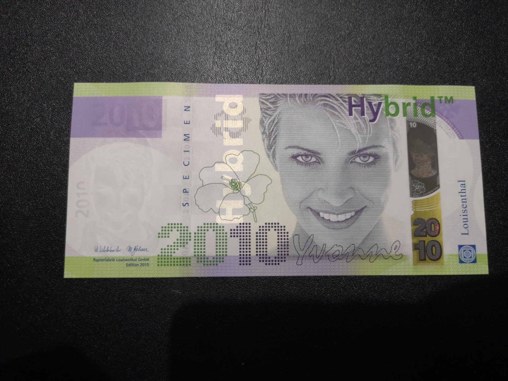 《外钞收藏家》第一百六十四期拍卖（本期100件） 2010年德国路伊森塔尔三层复合基材测试钞 全新UNC