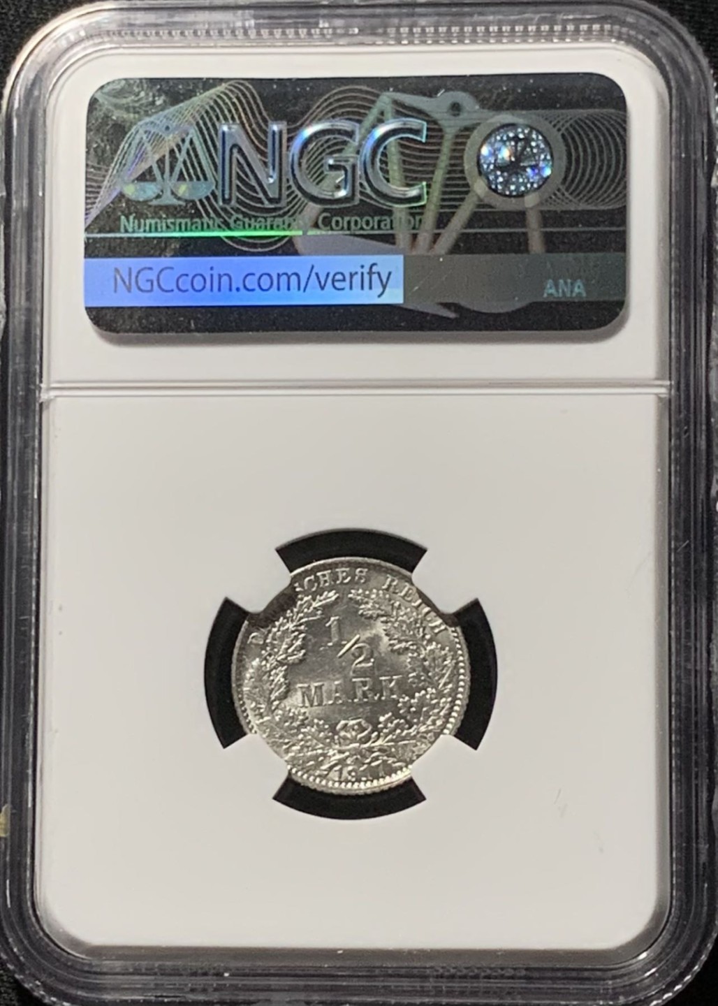 紫瑗钱币——第207期拍卖 德国 1917年 E版 第二帝国 1/2马克 银币 NGC MS62