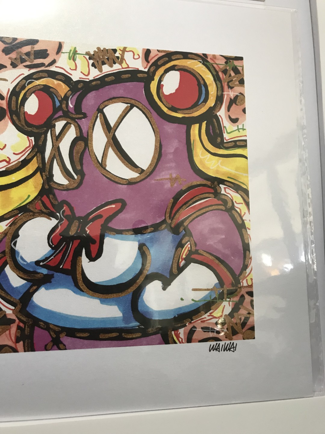 零元拍：歪歪亲笔签名 OWSON系列限量插画复制画《美少女战士水兵月》，尺寸约22/22厘米，拍品不含镜框