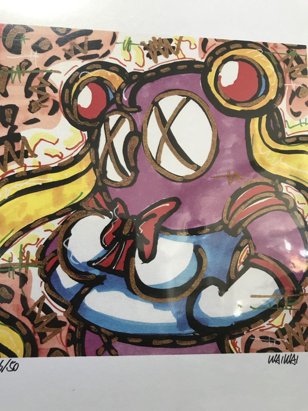 零元拍：歪歪亲笔签名 OWSON系列限量插画复制画《美少女战士水兵月》，尺寸约22/22厘米，拍品不含镜框
