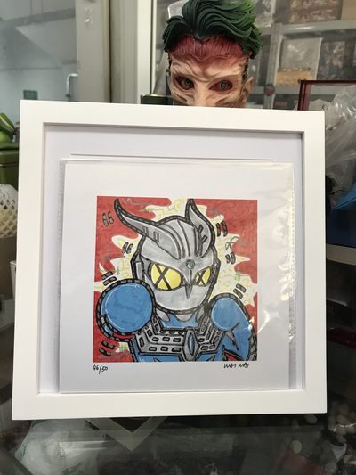 零元拍：歪歪亲笔签名 OWSON系列限量插画复制画《赛罗奥特曼》，尺寸约22/22厘米，拍品不含镜框 - 零元拍：歪歪亲笔签名 OWSON系列限量插画复制画《赛罗奥特曼》，尺寸约22/22厘米，拍品不含镜框