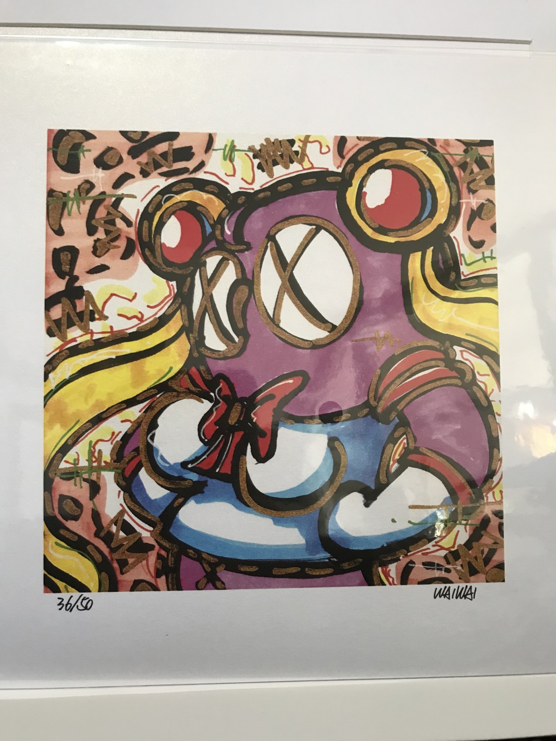 零元拍：歪歪亲笔签名 OWSON系列限量插画复制画《美少女战士水兵月》，尺寸约22/22厘米，拍品不含镜框