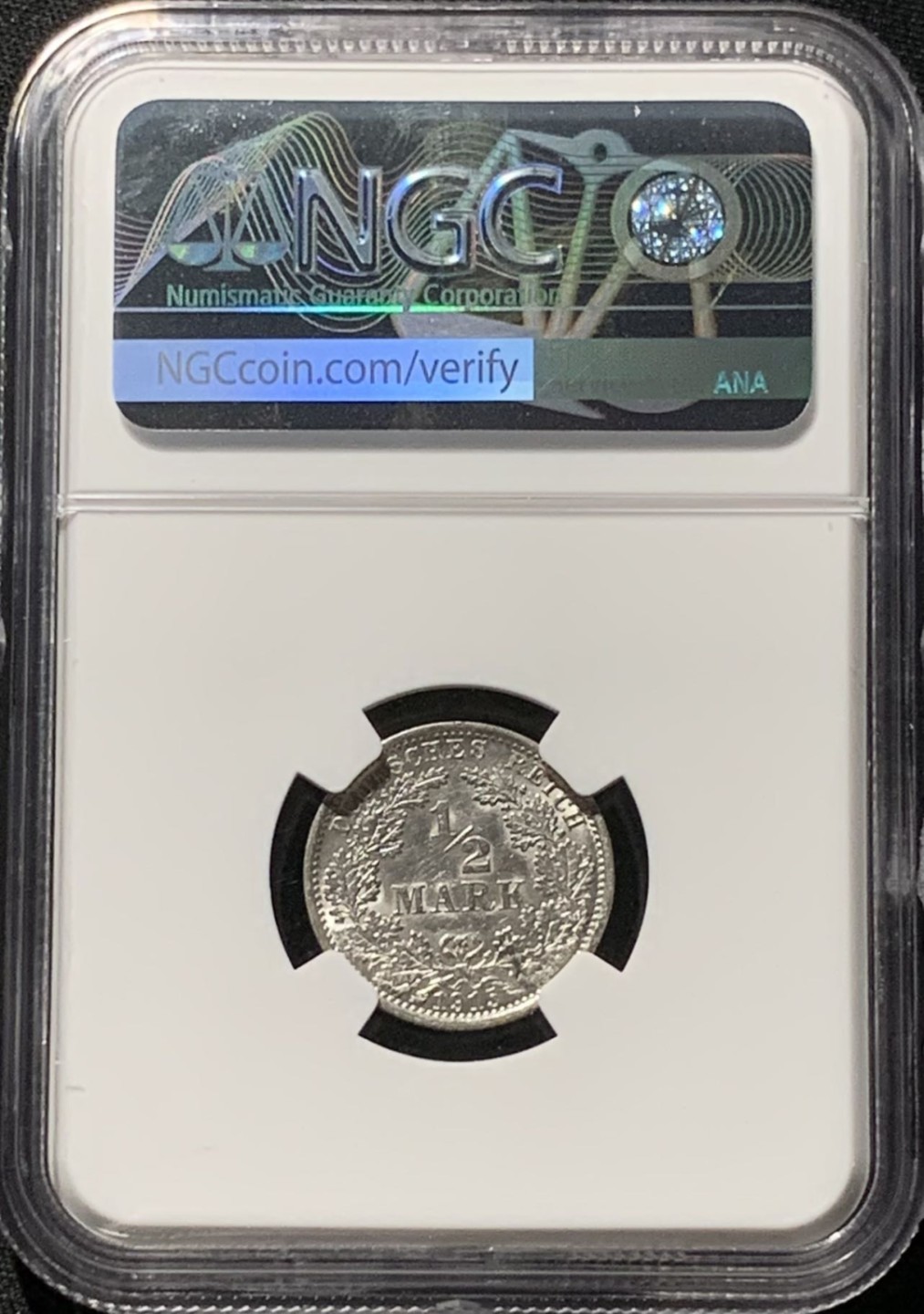 紫瑗钱币——第207期拍卖 德国 1915年 A版 第二帝国 1/2马克 银币 NGC MS61