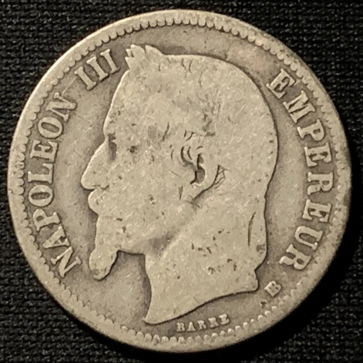 紫瑗钱币——第206期拍卖 法国 1866年 拿破仑三世 1法郎 5克 0.835银