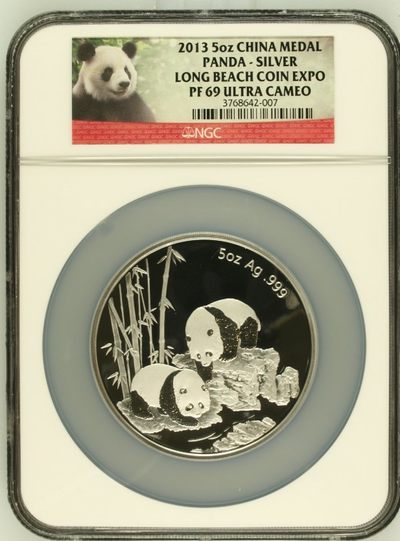 【海寧潮】拍卖第十期 - 【海寧潮】美国2013年长滩钱币展览会熊猫5盎司银章NGC-PF69