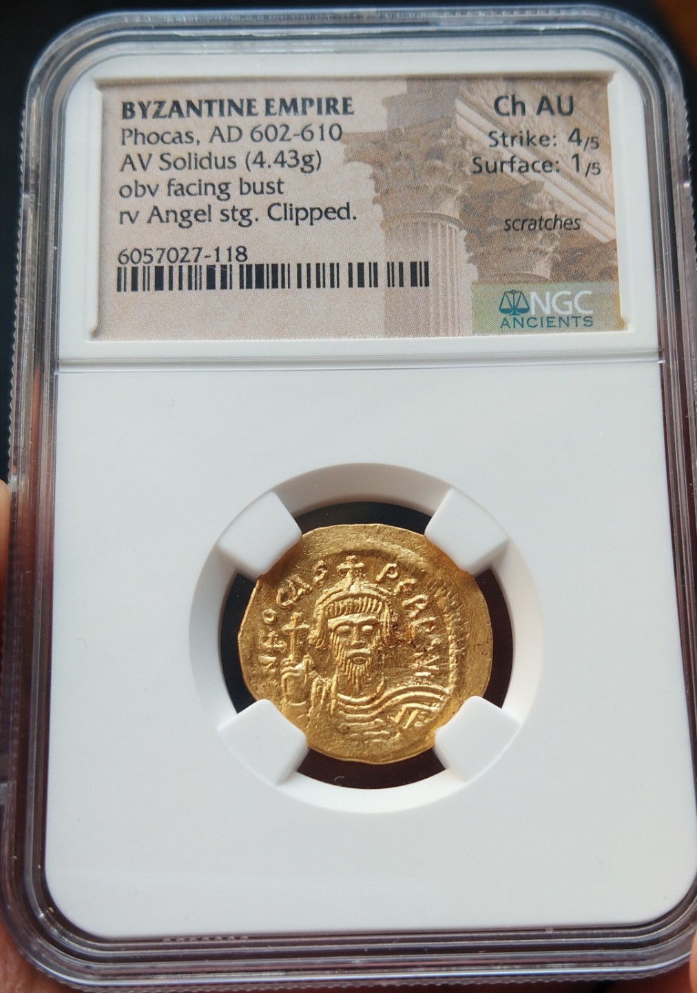 【拜占庭币】NGC评级CHAU东罗马金币拜占庭福卡斯皇帝索利多金币