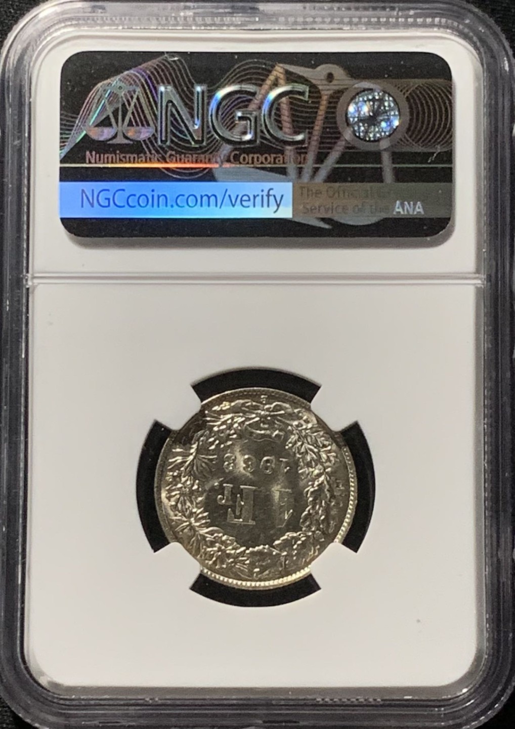 紫瑗钱币——第207期拍卖 瑞士 1963年 赫尔维蒂亚 1法郎 银币 NGC MS63