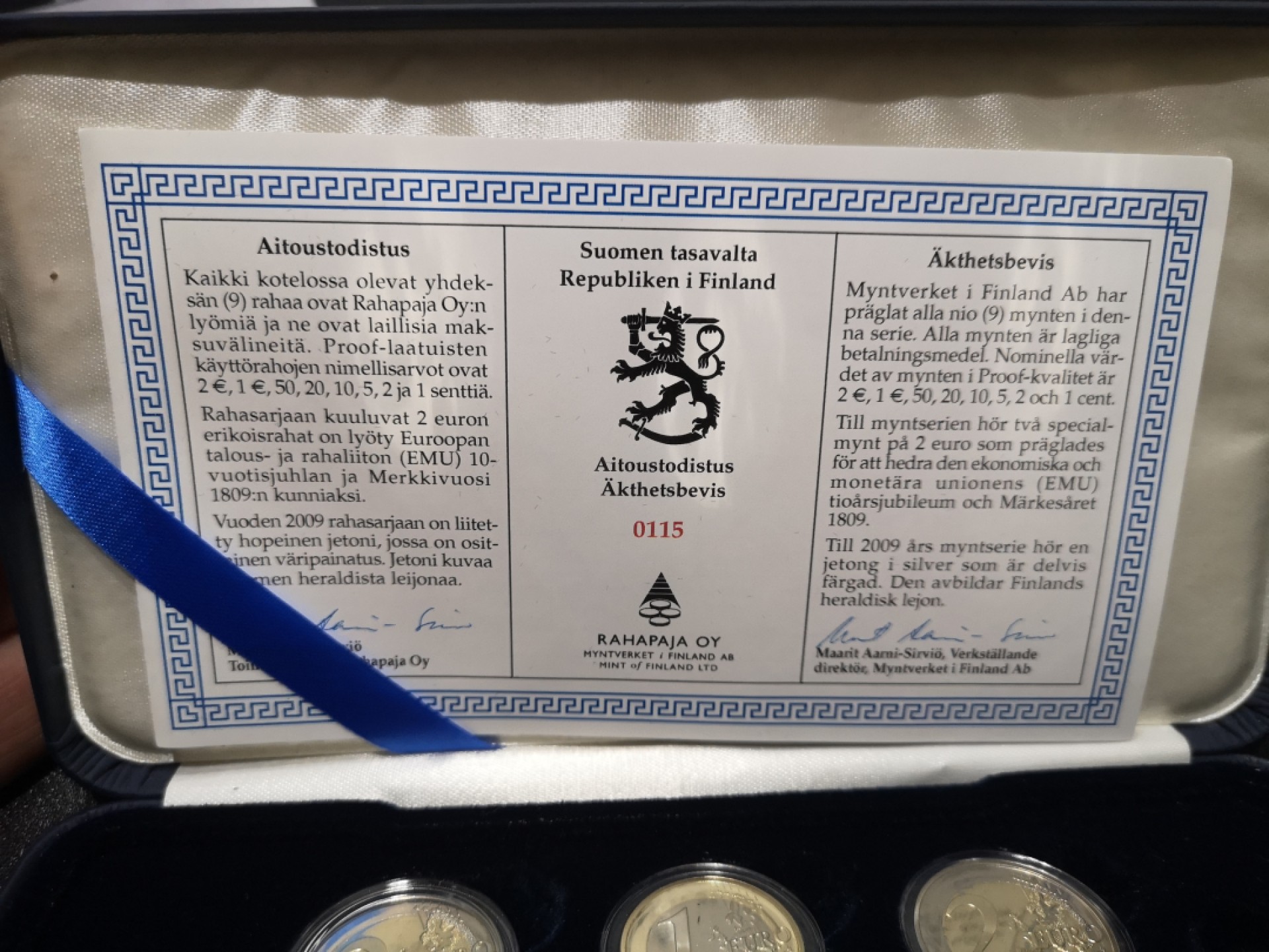 《外钞收藏家》第一百六十五期拍卖（本期80件） 2009芬兰欧元套币加纪念币 精美盒装 