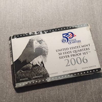 0起1加-纯粹捡漏拍-69场 - 美国2006年官方精制全银州币套币-盒证全