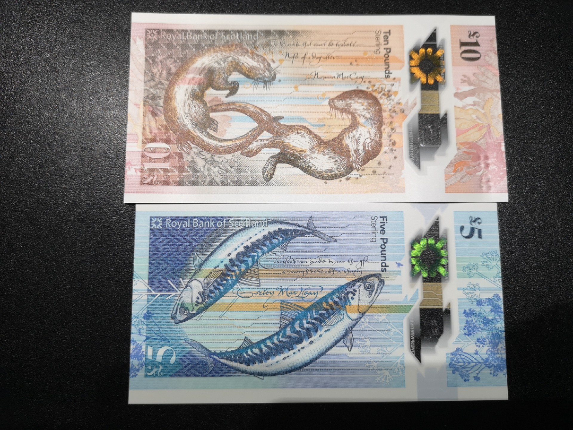 《外钞收藏家》第一百六十五期拍卖（本期80件） 苏格兰皇家银行5、10镑 全新UNC  5镑是AA冠