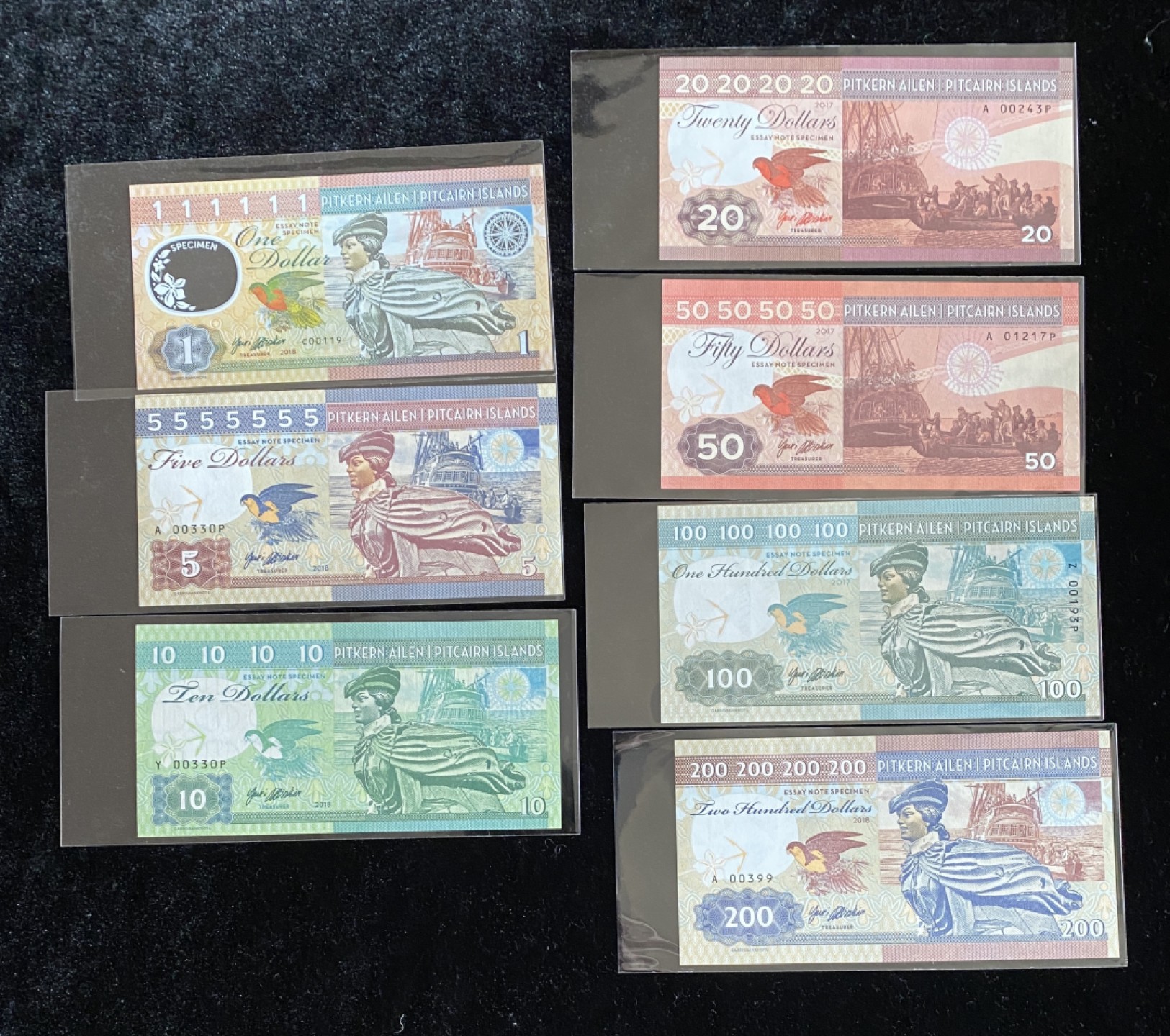 得物拍卖 Chase Auction  第2期 - -世界纸币精粹（二） 皮特凯恩群岛商业钞一套7张，全新unc！仅发行1250套！非常唯美的纸币！盛产土著美女的小岛！