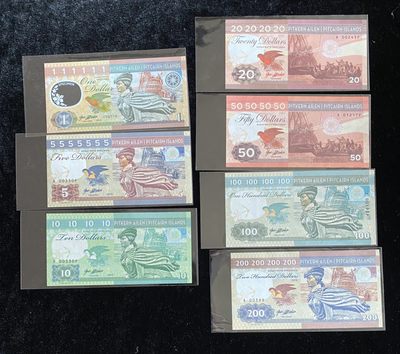 得物拍卖 Chase Auction  第2期 - -世界纸币精粹（二） - 皮特凯恩群岛商业钞一套7张，全新unc！仅发行1250套！非常唯美的纸币！盛产土著美女的小岛！