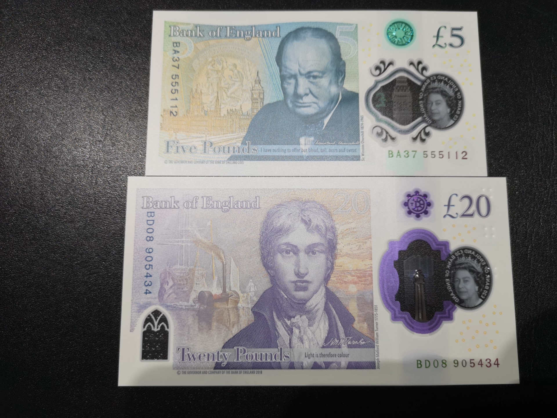 《外钞收藏家》第一百六十五期拍卖（本期80件） 最新版英镑 5、20镑 全新UNC