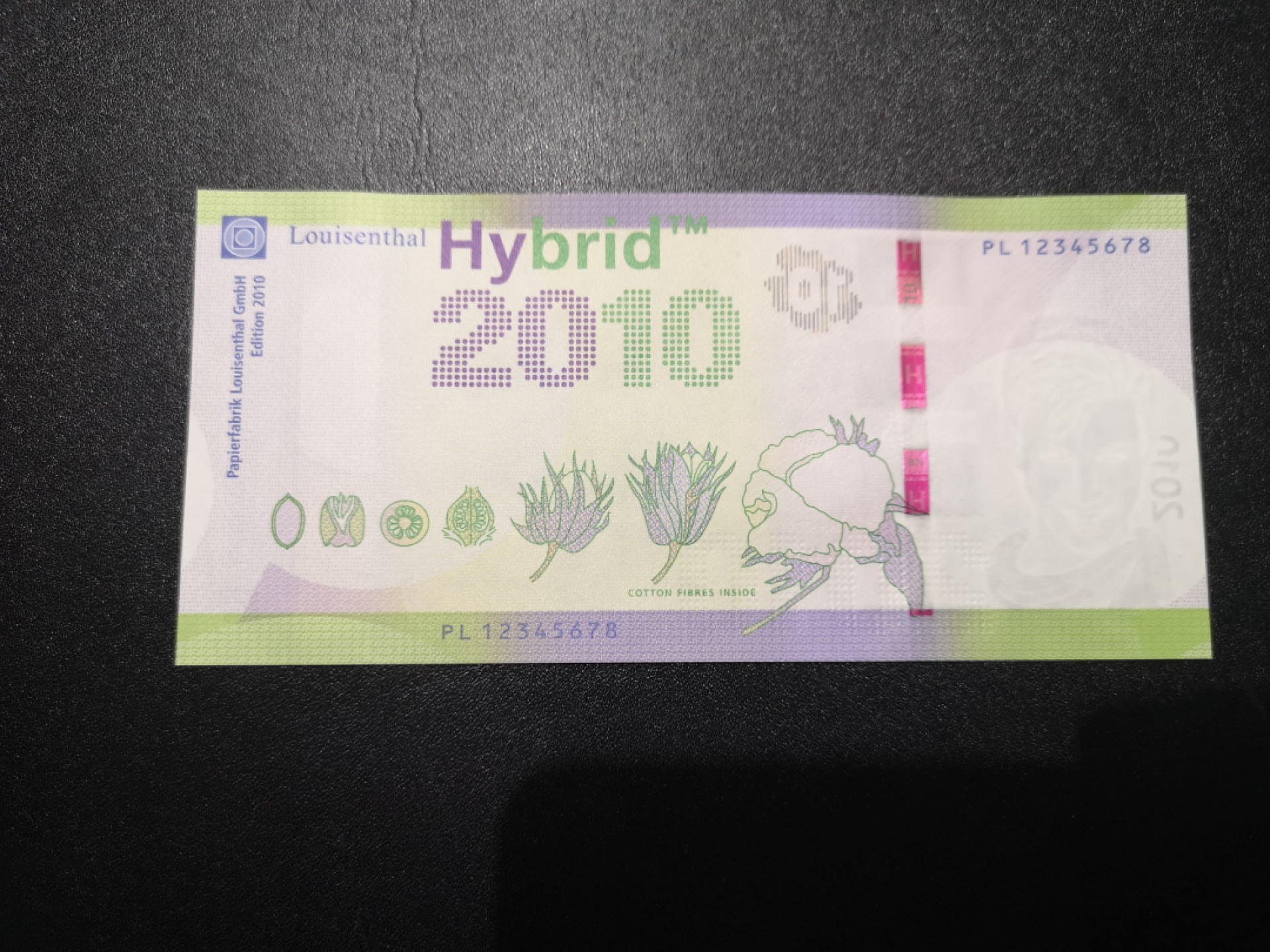 《外钞收藏家》第一百六十五期拍卖（本期80件） 2010年德路伊森塔尔三层复合基材测试钞 全新UNC