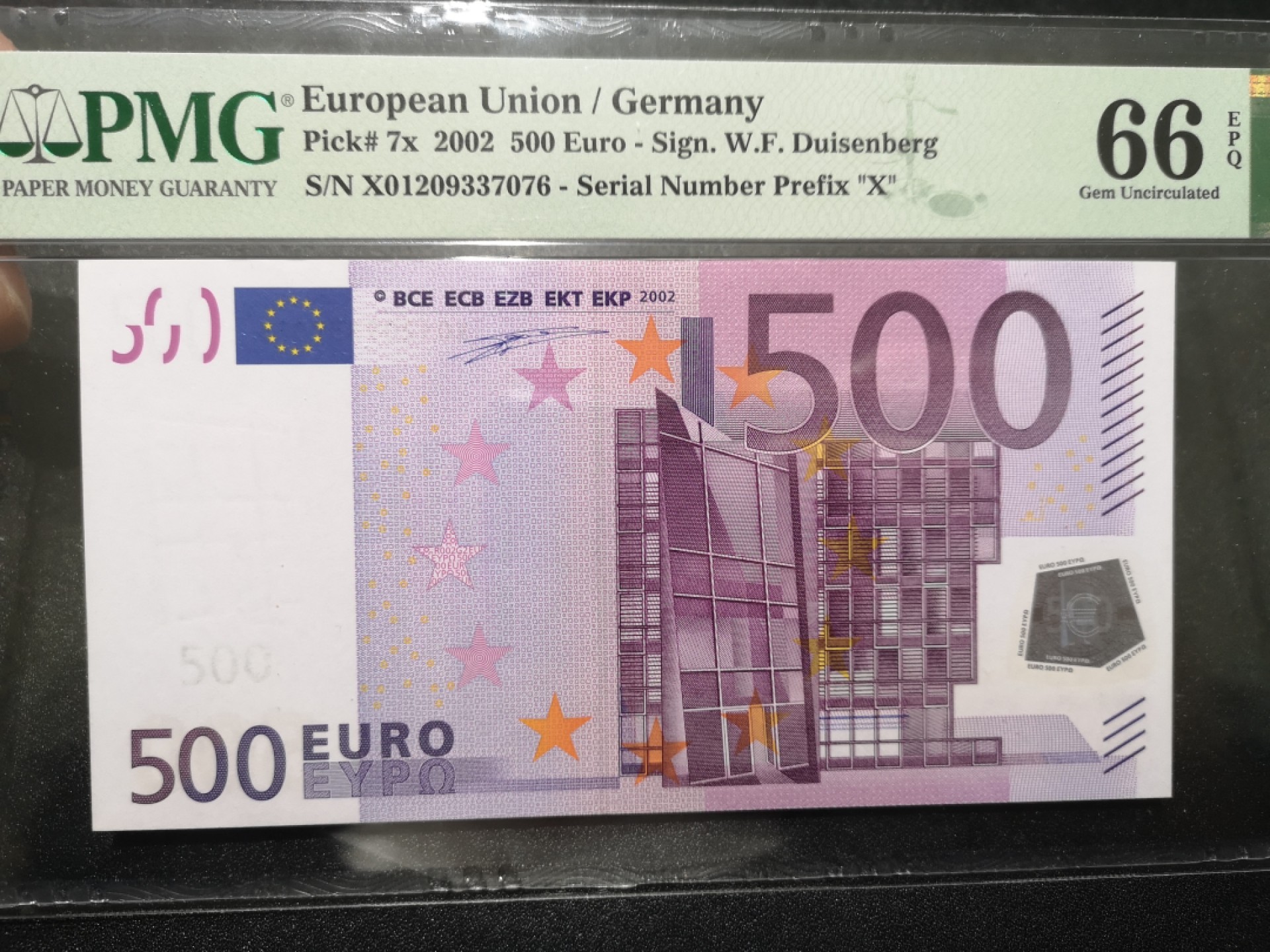 《外钞收藏家》第一百六十五期拍卖（本期80件） 2002年500欧元 PMG66 德国版