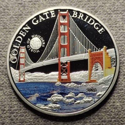 0起1加-纯粹捡漏拍-69场 - 帕劳2013年5元金门大桥彩色精制纪念银币-量2500