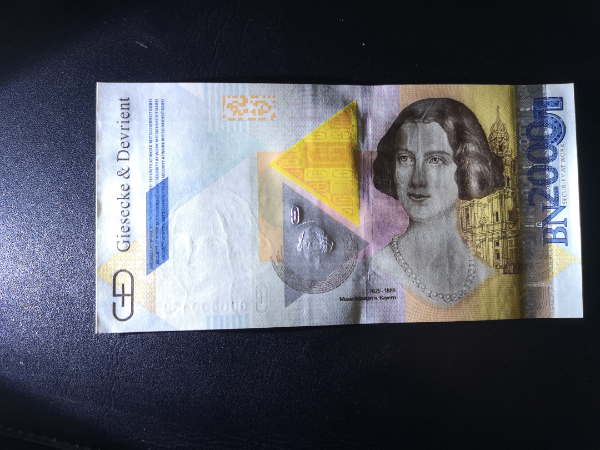 《外钞收藏家》第一百六十五期拍卖（本期80件） 德国捷德公司2000纪念券 玛丽公主 纪念钞 全新UNC