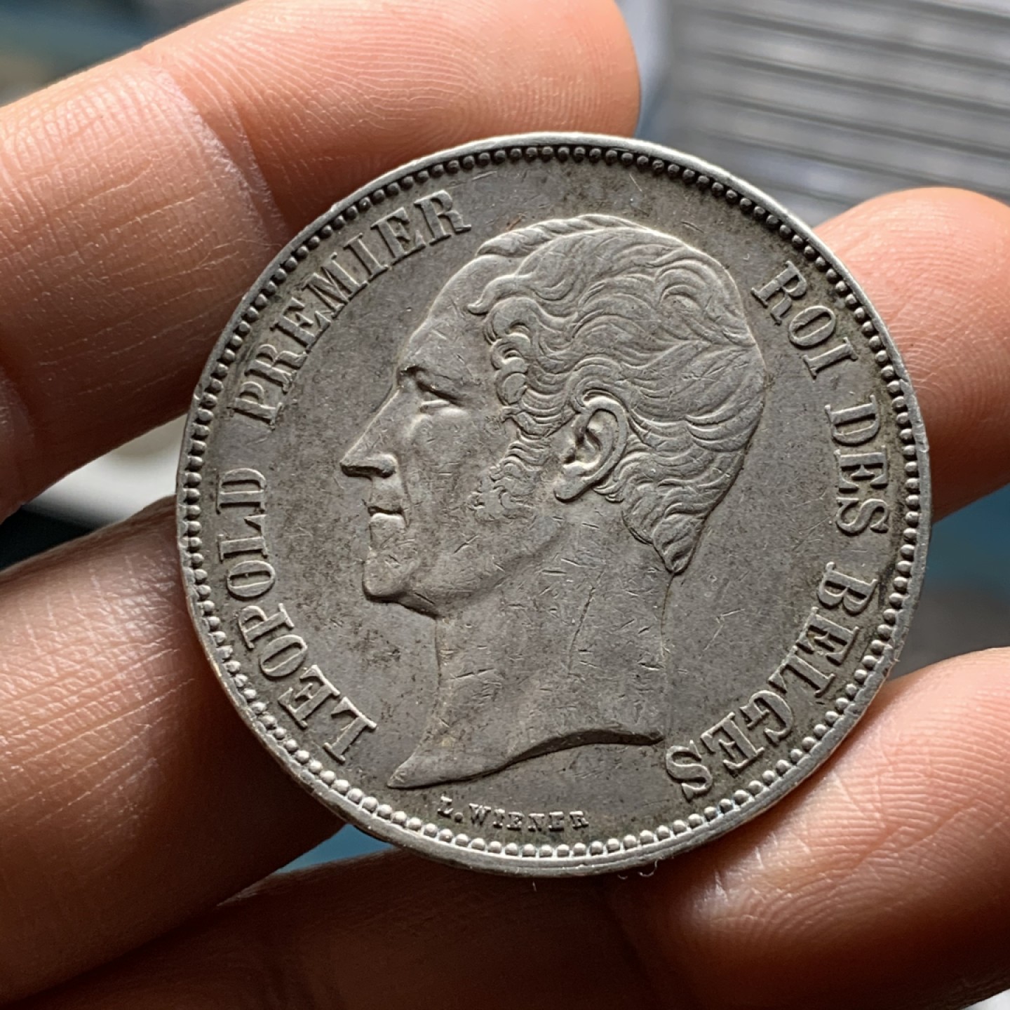 《竞宝斋》微拍-第32场-周日（全场顺丰包邮） 比利时 1849年 利奥波德一世 5法郎 短发版大银币 好品少见