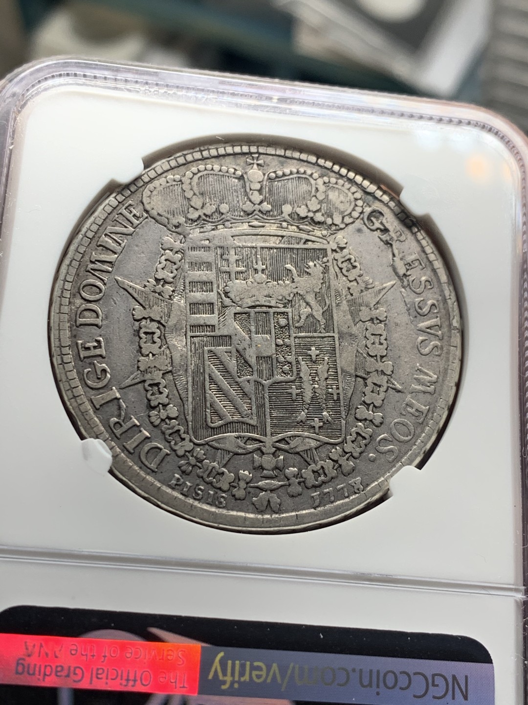 《竞宝斋》微拍-第32场-周日（全场顺丰包邮） 唯一冠军 NGC-VF30 意大利托斯卡纳 1778年 利奥波德 10宝利 大银币 非常稀少的版别