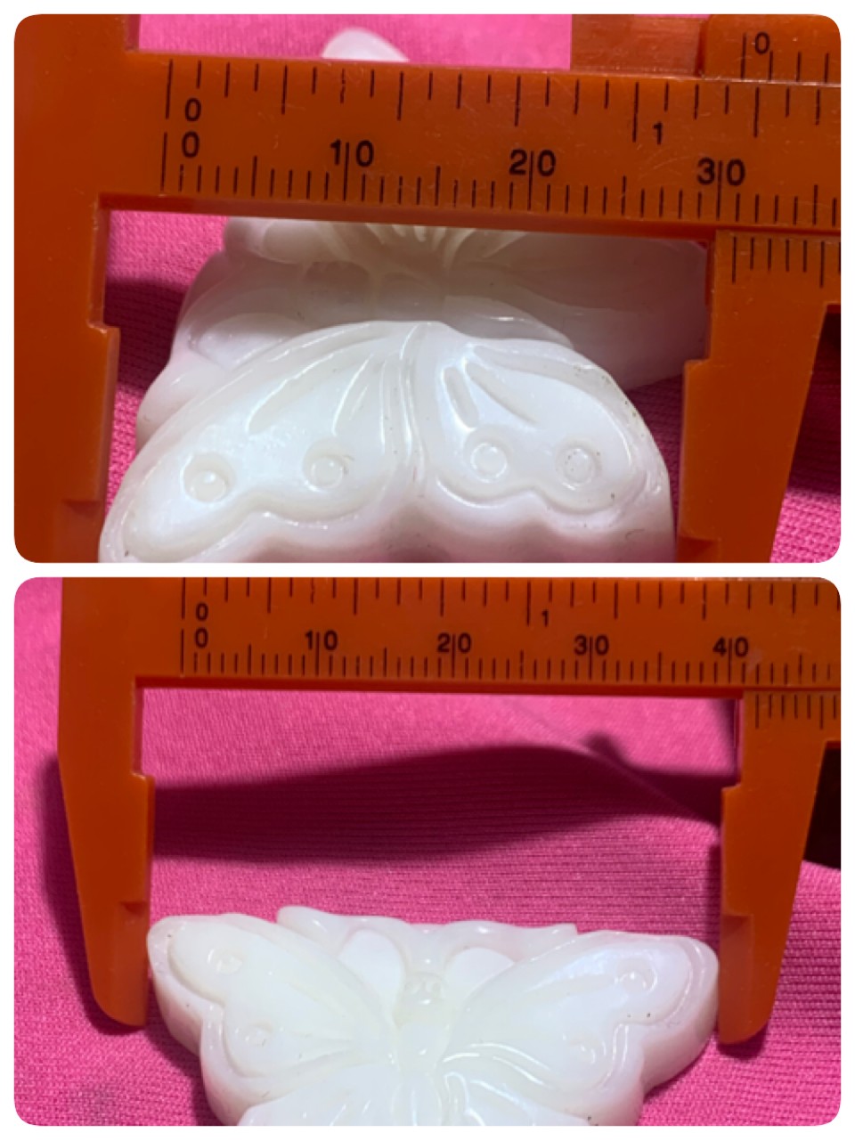 深海奶白飘黄高玉化贝化玉雕刻蝴蝶一只，