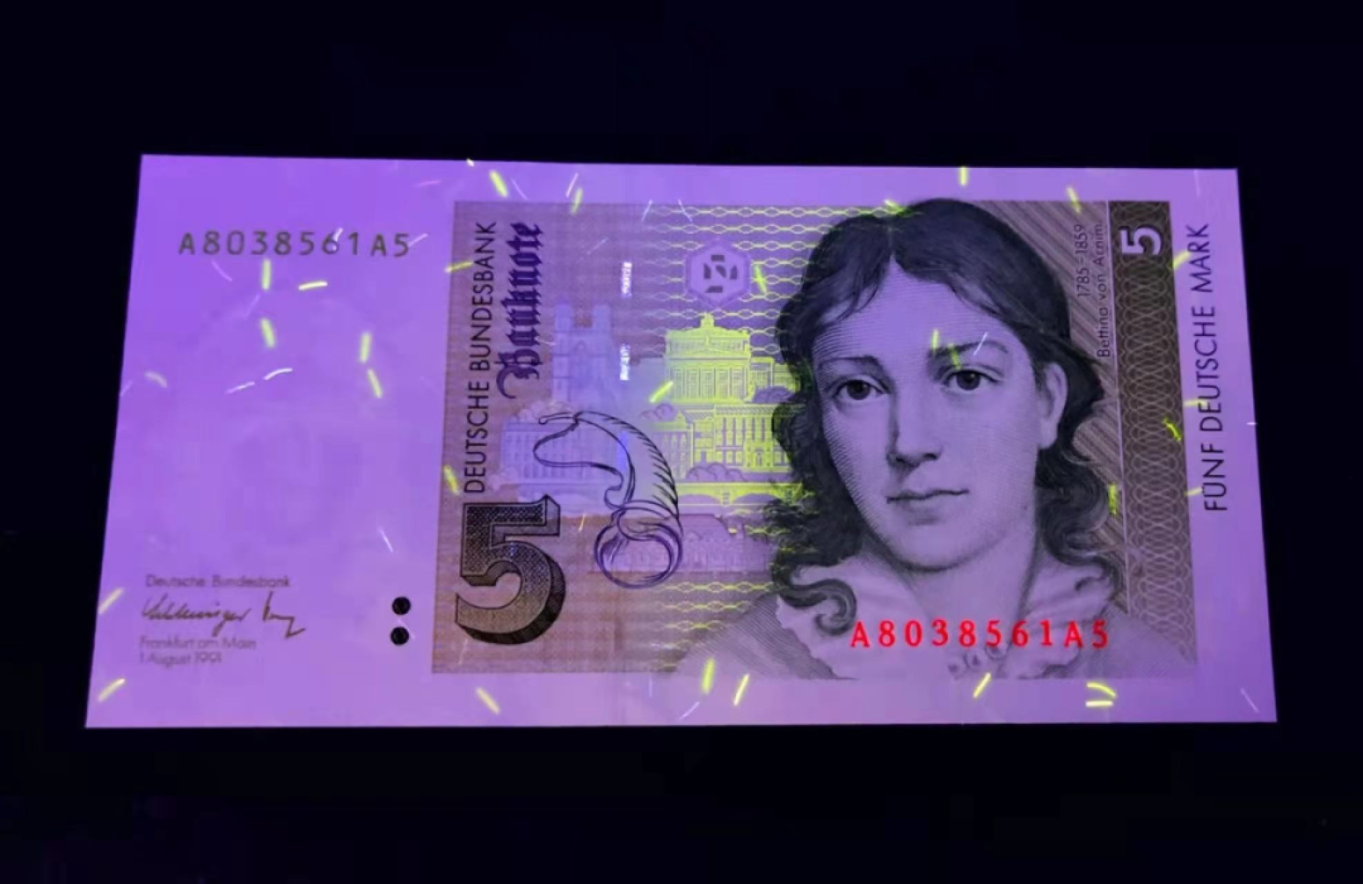 圣域骑士团 | 虎年新春上元节 专场 第二期（2022002期） 1991年德国 5马克裸钞 P37 AA冠 全程无4/7 全新UNC