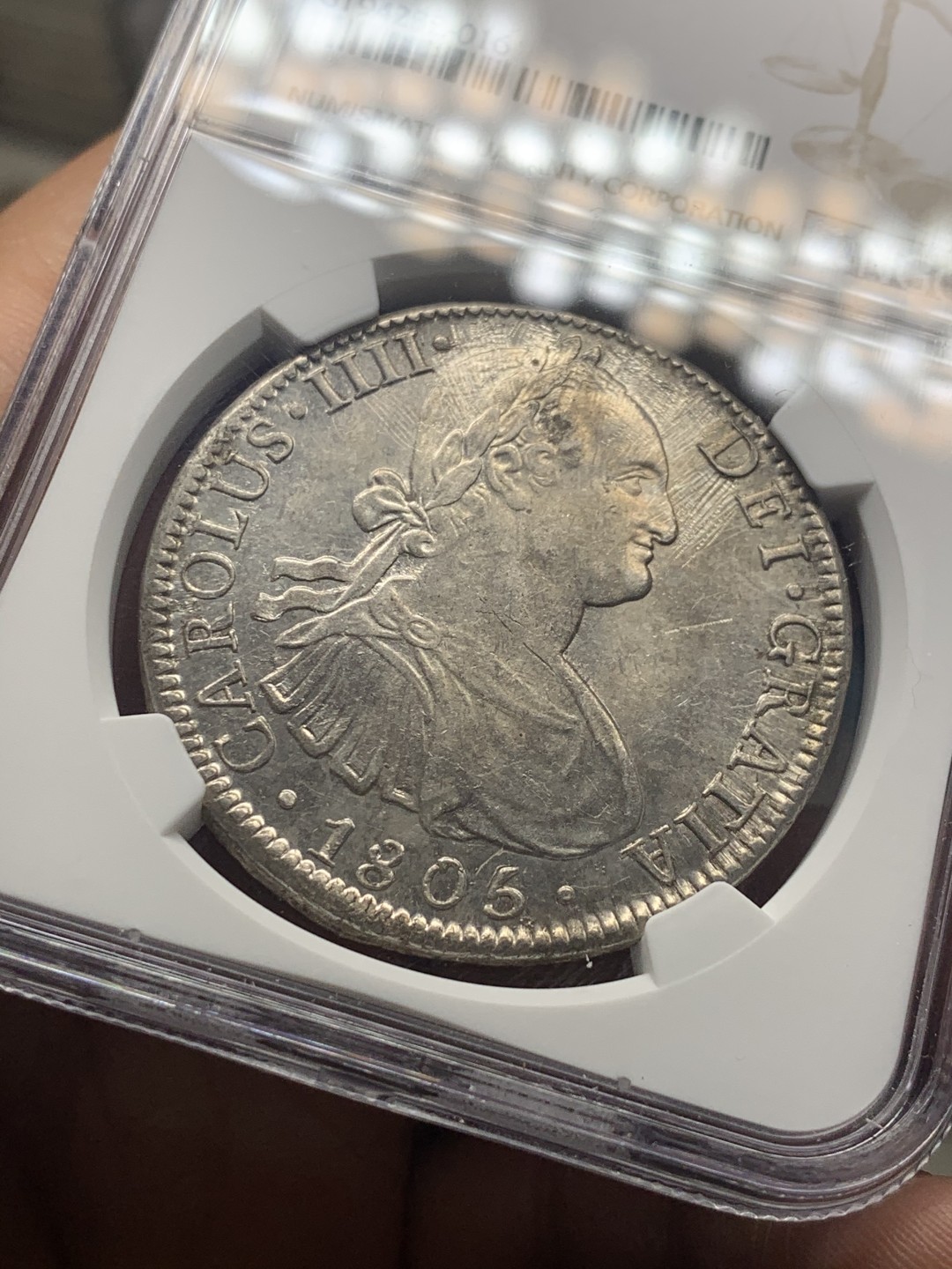 《竞宝斋》微拍-第32场-周日（全场顺丰包邮） NGC-AUD 墨西哥  卡洛斯四世 1805  8 里亚尔  原味 十分难得 性价比高