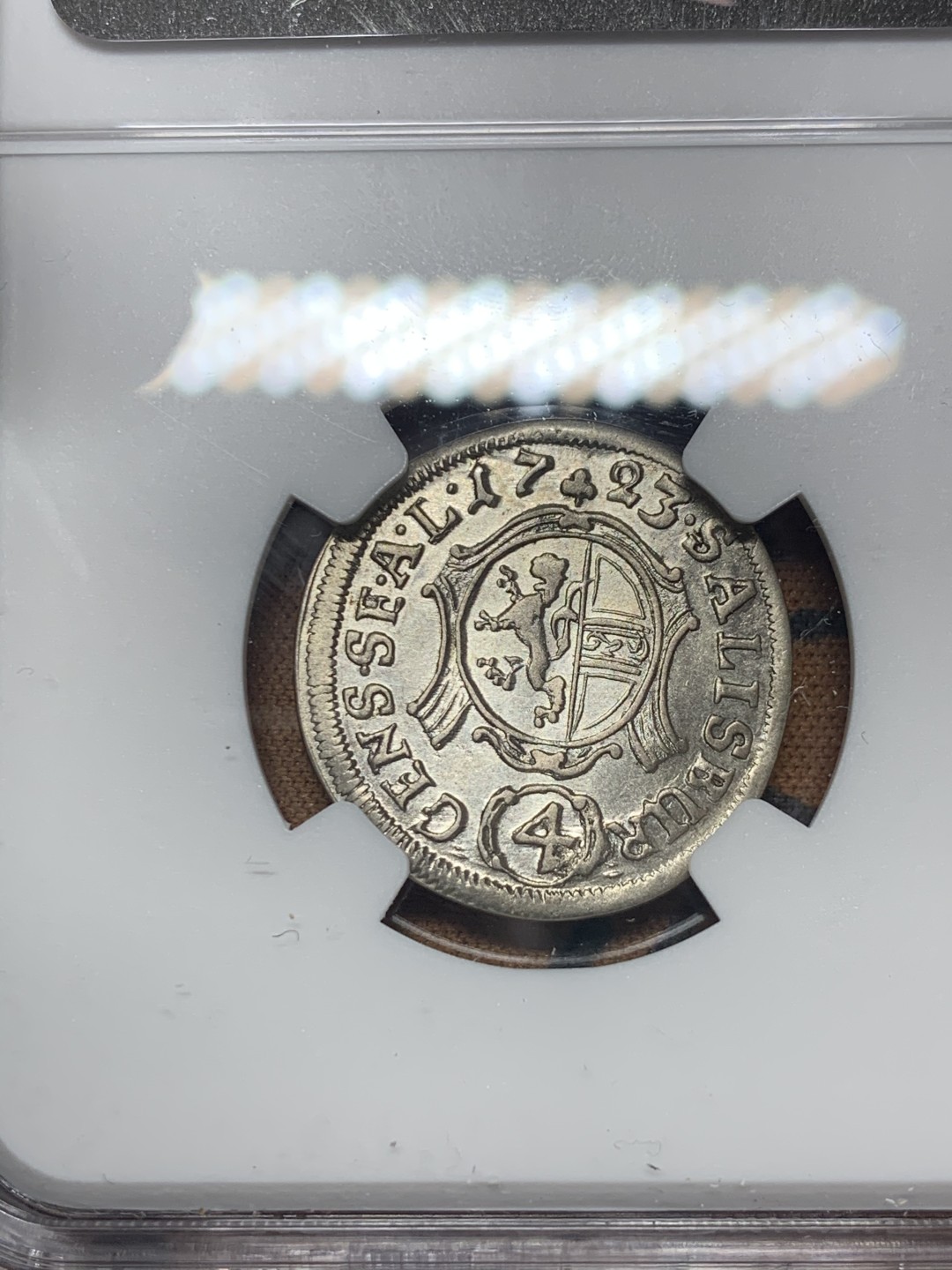 《竞宝斋》微拍-第32场-周日（全场顺丰包邮） NGC-AU58 奥地利萨尔兹堡 1723年 4K 银币 稀少品种