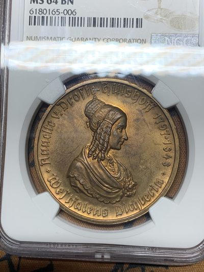 《竞宝斋》微拍-第32场-周日（全场顺丰包邮） - NGC-MS64 德国魏玛共和国 1923年 女人头 500马克 铜币 稀少品种 只有五枚更高分