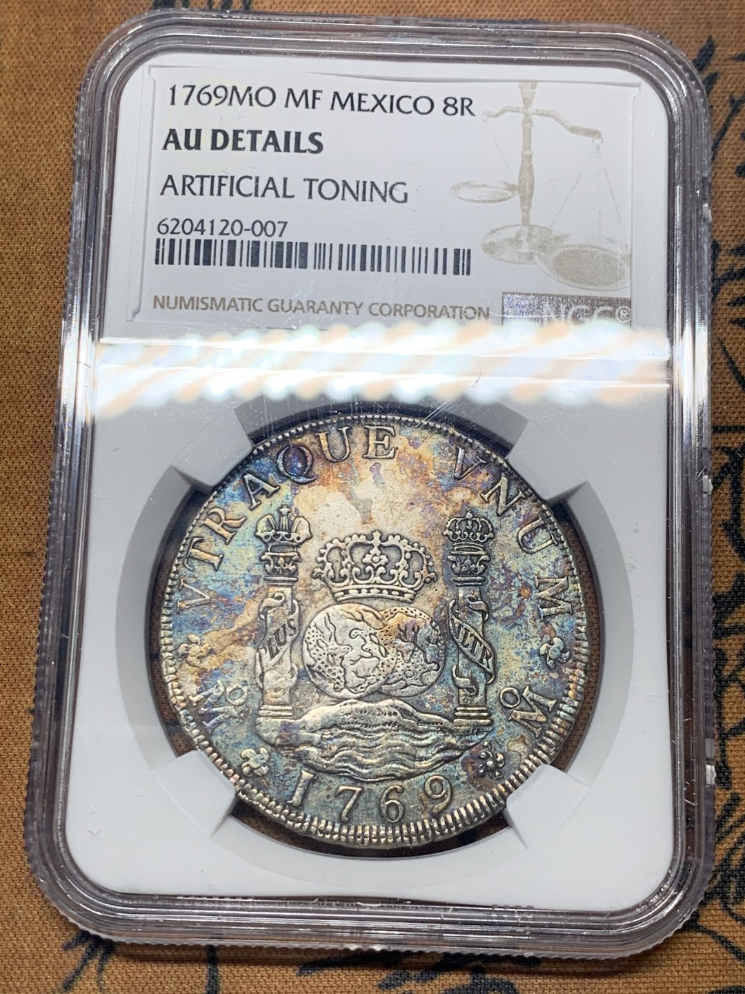 《竞宝斋》微拍-第32场-周日（全场顺丰包邮） NGC-AUD  1769  西属墨西哥  卡洛斯三世  早期地球  8里亚尔  原味难得  