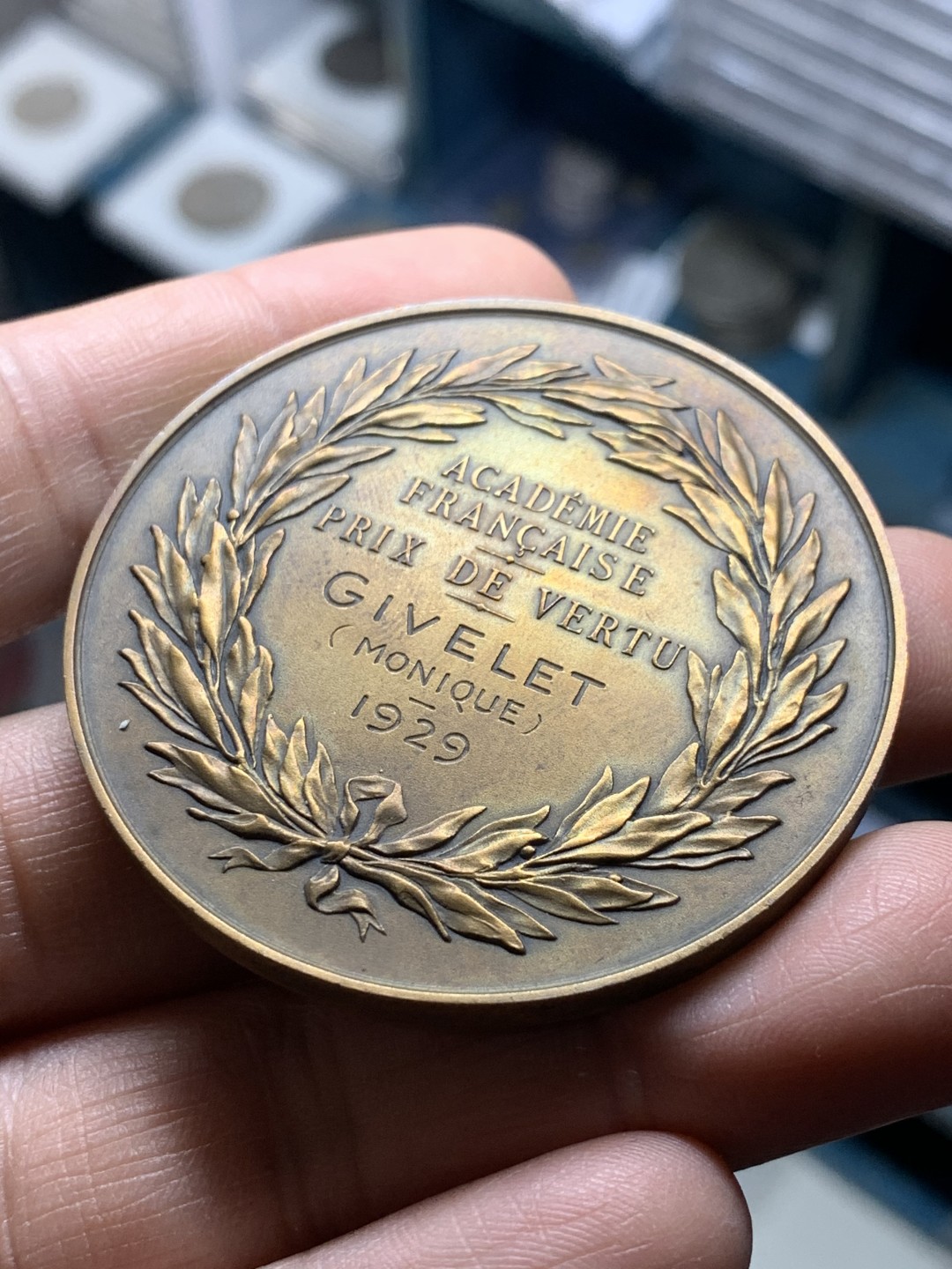 《竞宝斋》微拍-第32场-周日（全场顺丰包邮） 原盒 法国政治家巴蒂斯特 1929年纪念 高浮雕大铜章 52mm UNC状态