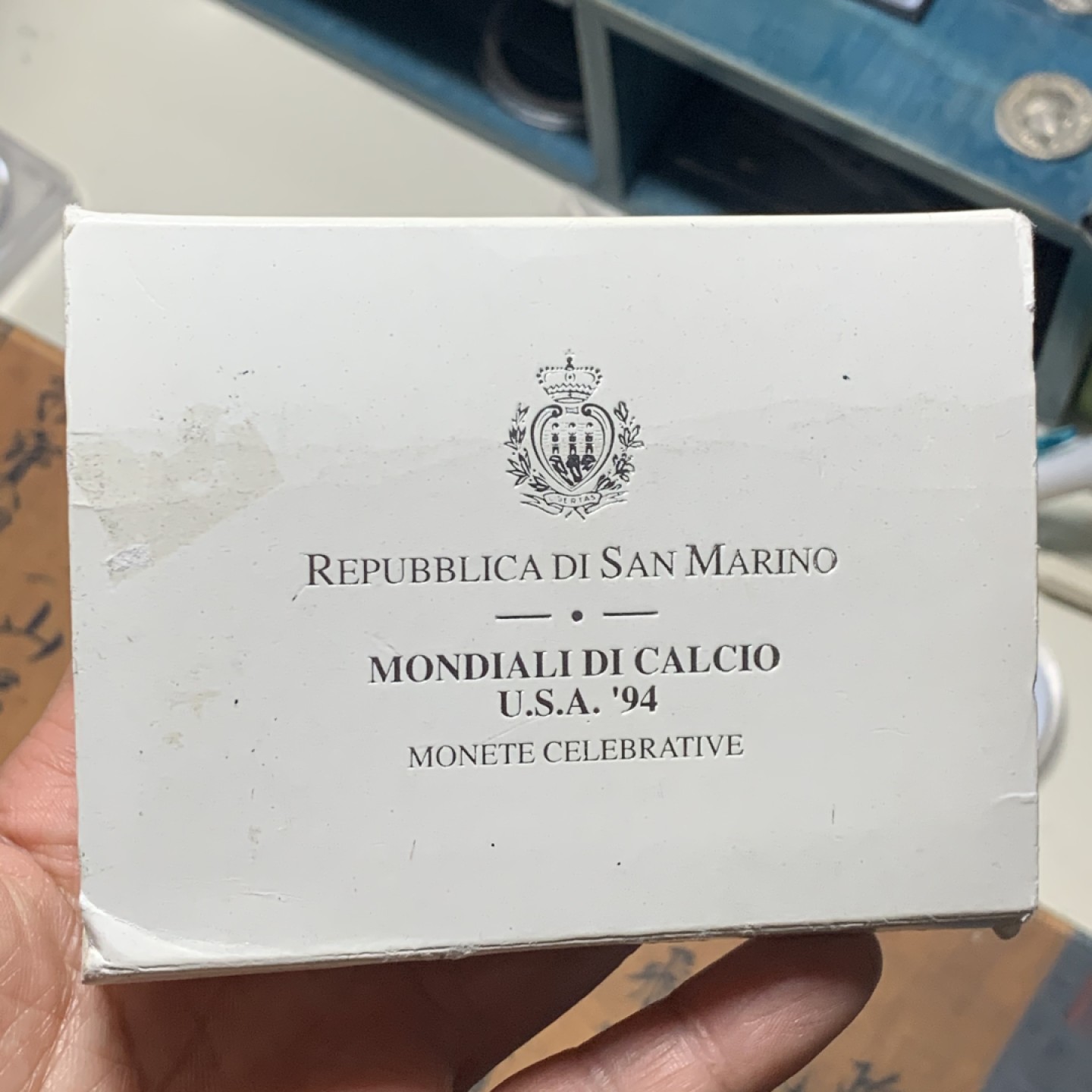 《竞宝斋》微拍-第32场-周日（全场顺丰包邮） 原盒证书 圣马力诺 1994年 美国世界杯纪念 500/1000里拉 精制PROOF银币一对 完美状态