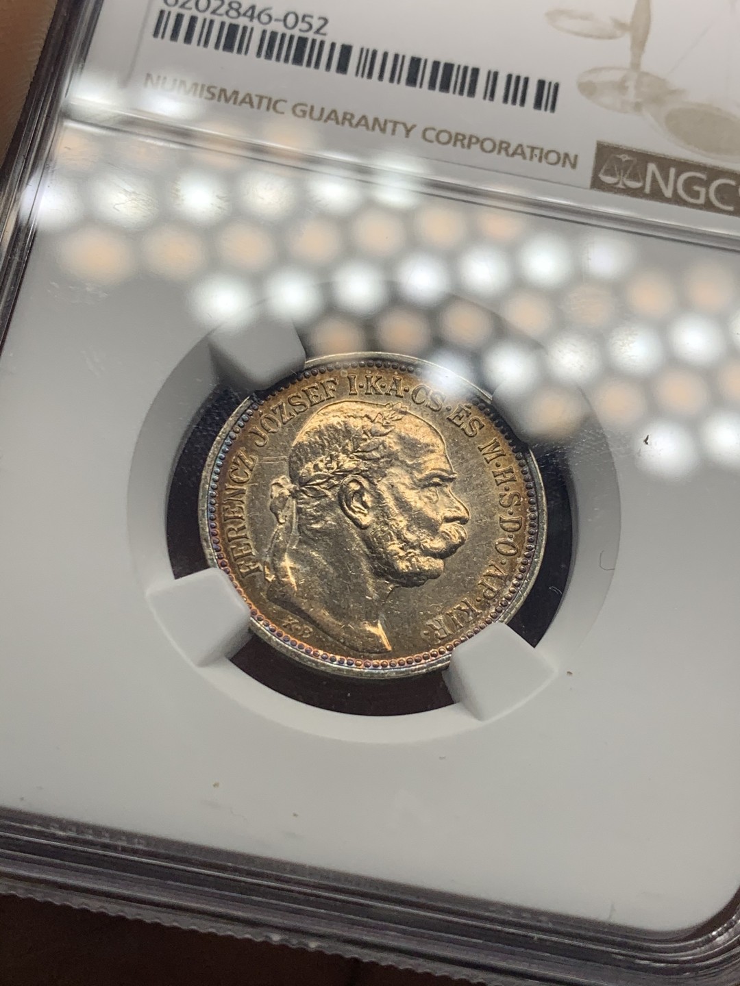 《竞宝斋》微拍-第32场-周日（全场顺丰包邮） NGC-UNCD 匈牙利 1914年 1克朗银币 双面金黄包浆