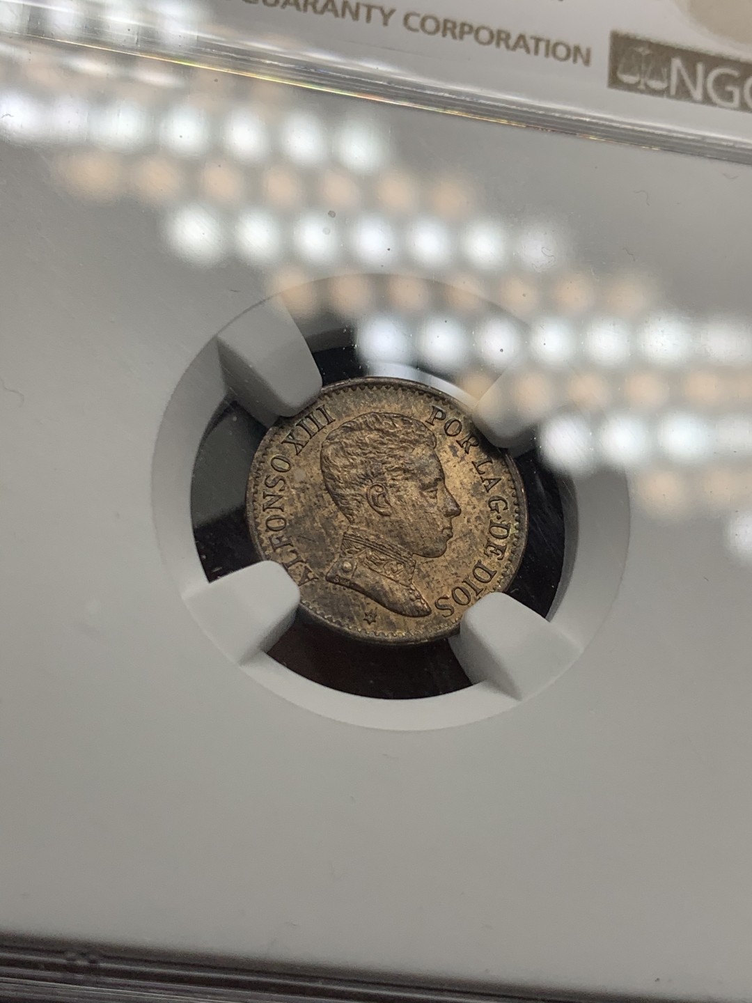 《竞宝斋》微拍-第32场-周日（全场顺丰包邮） NGC-MS63 西班牙 1906年 阿方索十三世 1分 铜币 少见高分