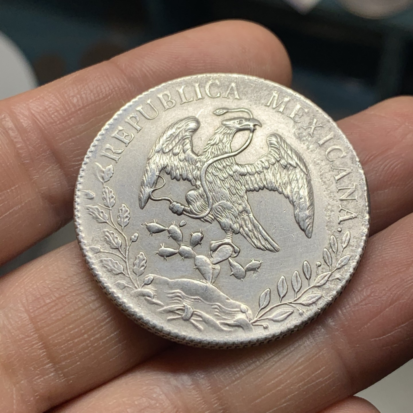 《竞宝斋》微拍-第32场-周日（全场顺丰包邮） 墨西哥 1894年-CN 库利亚坎 8R 花边鹰洋 爆羽好品 较少见厂名 大银币