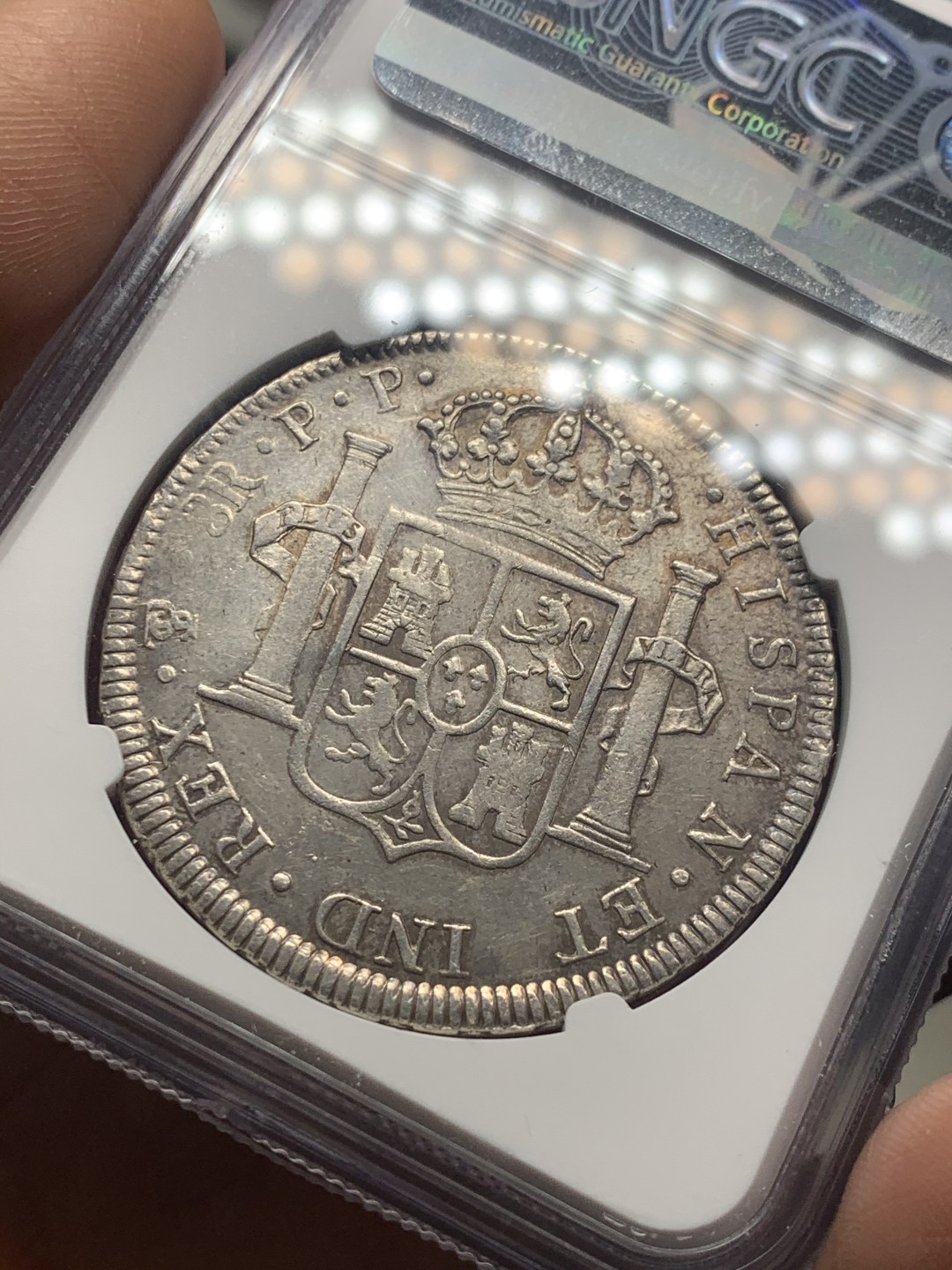 《竞宝斋》微拍-第32场-周日（全场顺丰包邮） NGC-AUD  1801  西属墨西哥 卡洛斯四世    8里亚尔  原味彩光 