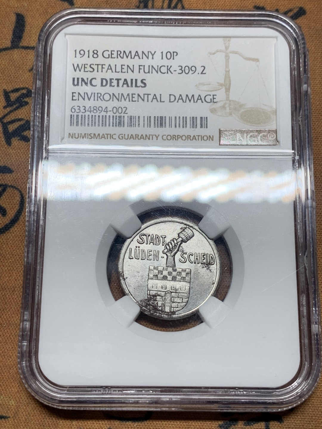 《竞宝斋》微拍-第32场-周日（全场顺丰包邮） NGC-UNC 德国 1918年 10P 掷弹兵