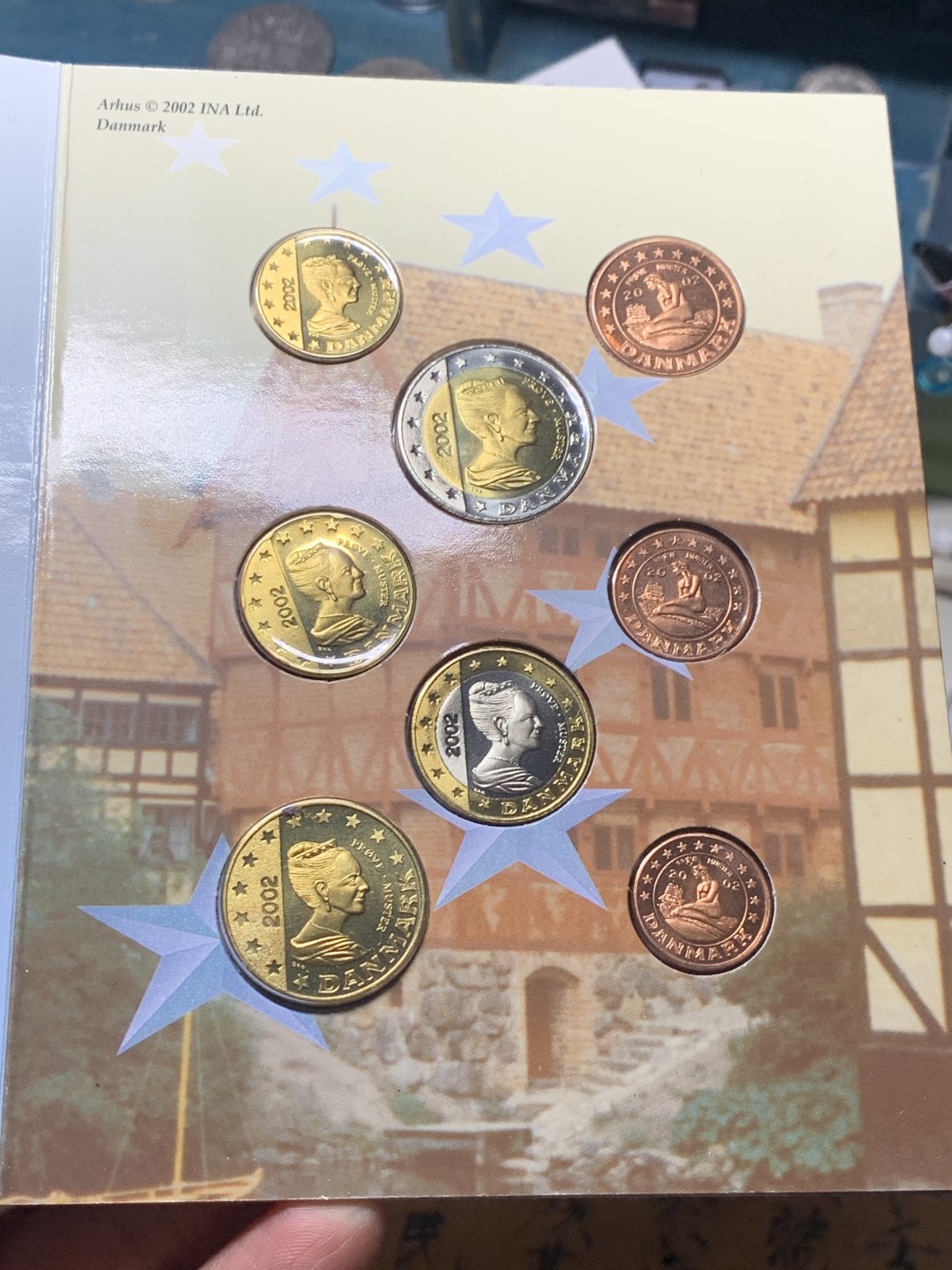 《竞宝斋》微拍-第32场-周日（全场顺丰包邮） 丹麦 2002年 欧元试铸样币 一套8枚 完美状态