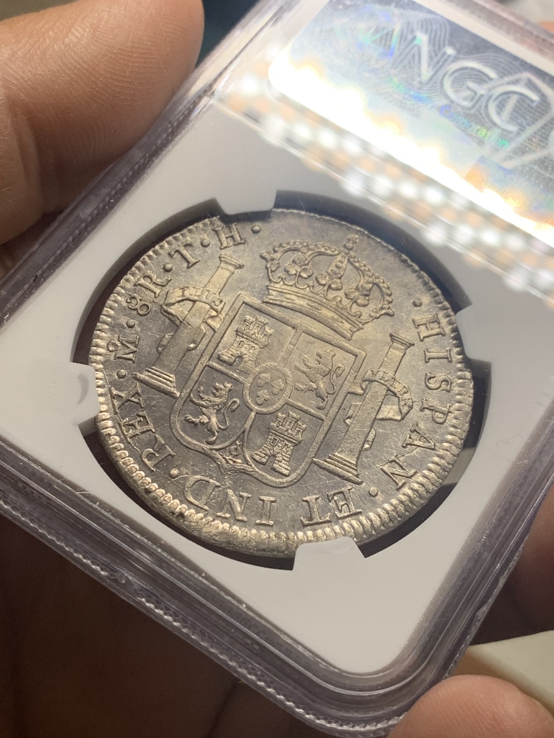 《竞宝斋》微拍-第32场-周日（全场顺丰包邮） NGC-AUD 墨西哥  卡洛斯四世 1805  8 里亚尔  原味 十分难得 性价比高