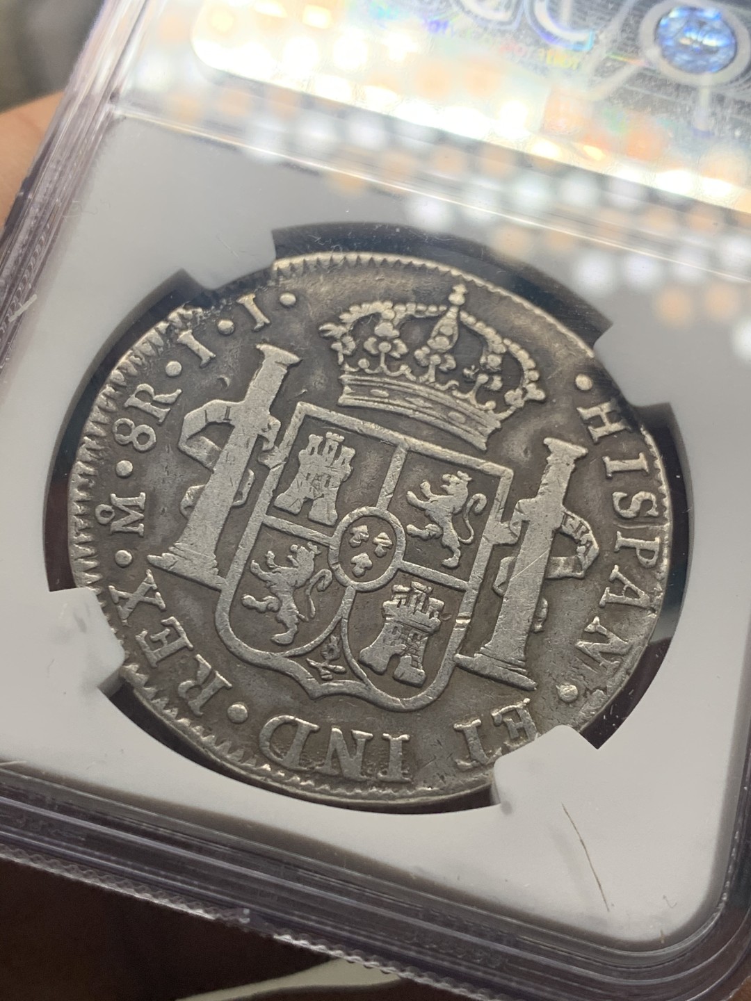 《竞宝斋》微拍-第32场-周日（全场顺丰包邮） NGC评级 墨西哥 1821年 费七 8R 双柱 大银币 原味包浆