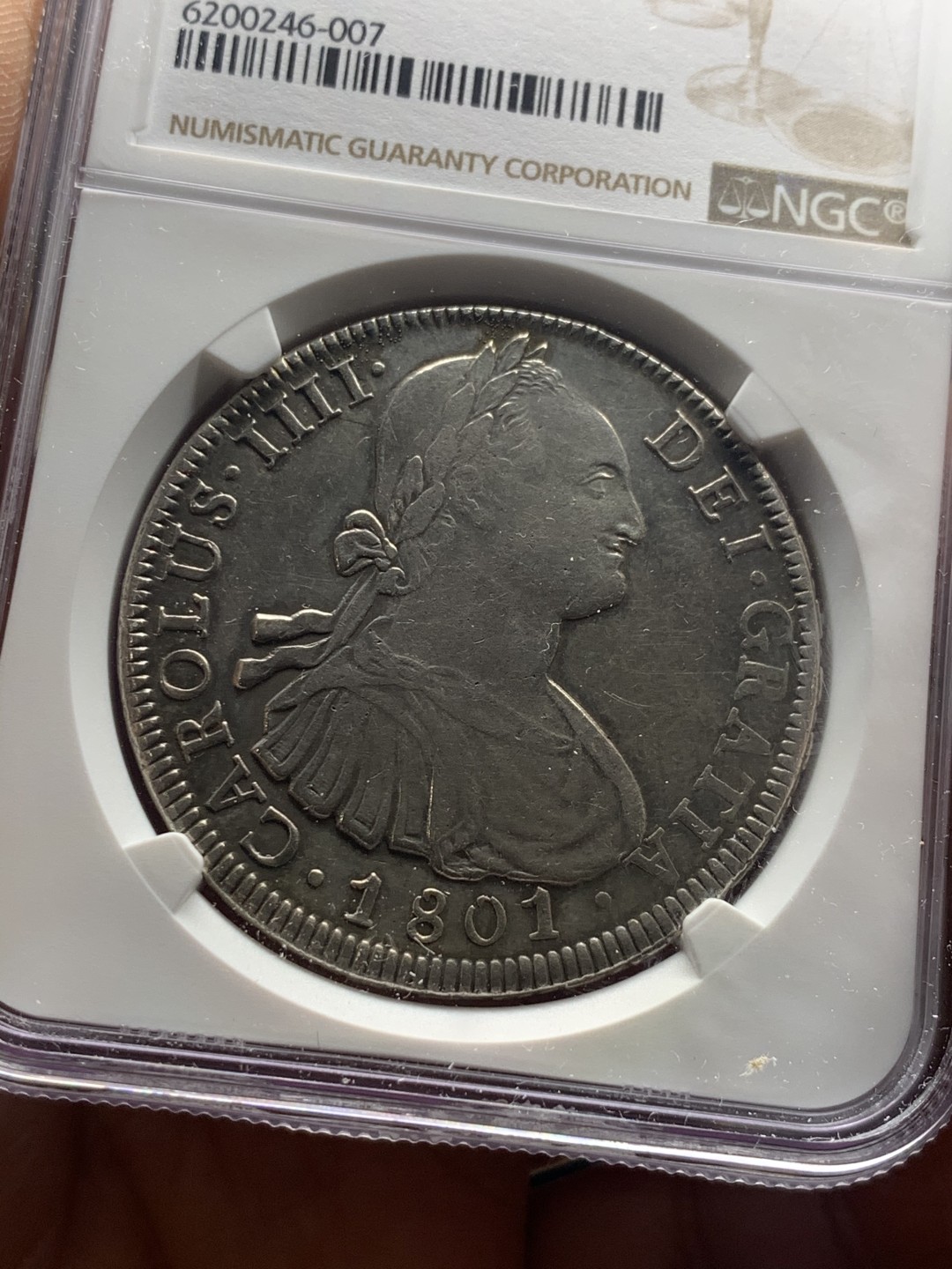 《竞宝斋》微拍-第32场-周日（全场顺丰包邮） NGC-AUD  1801  西属墨西哥 卡洛斯四世    8里亚尔  原味彩光 