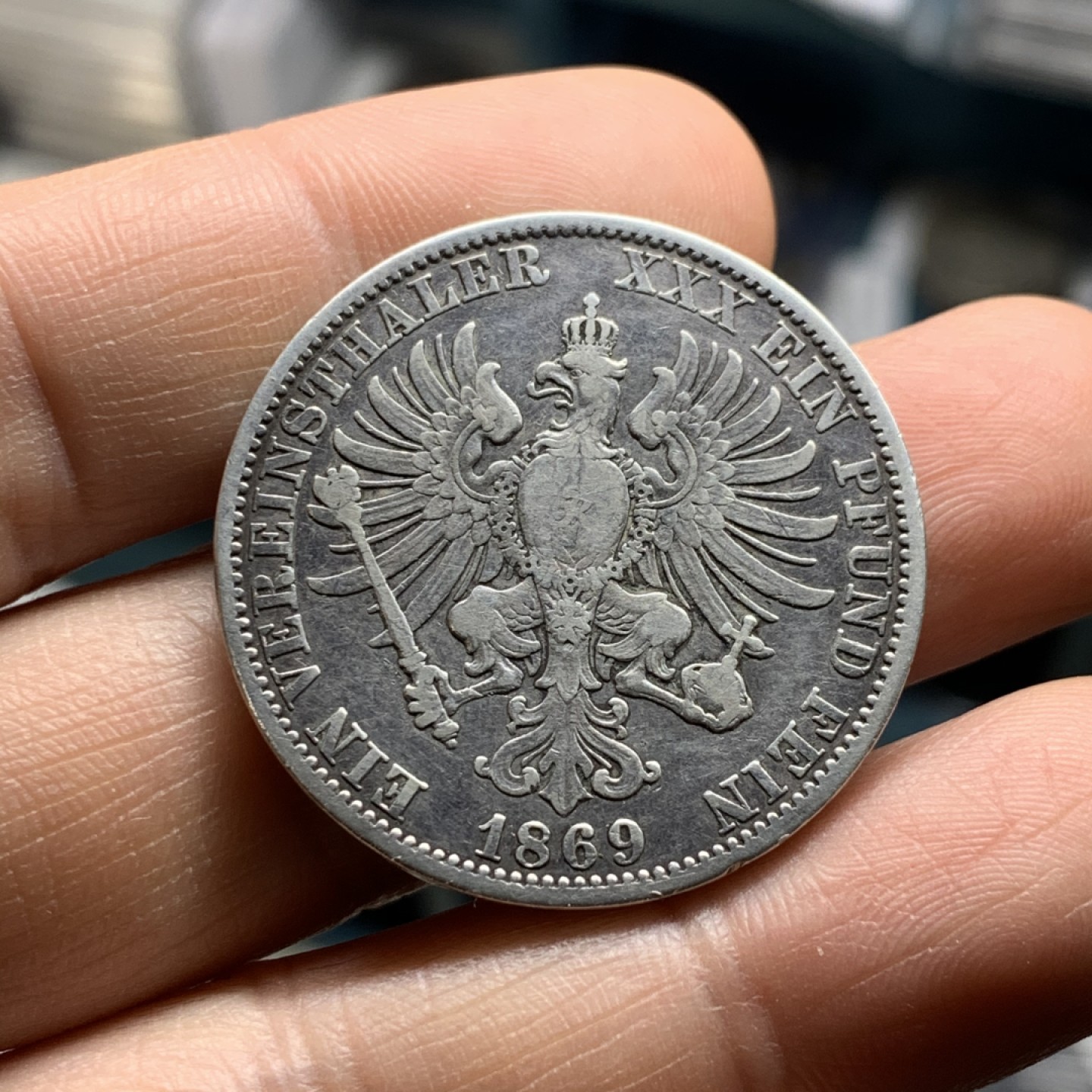 《竞宝斋》微拍-第32场-周日（全场顺丰包邮） 裸币 德国 1869年 威廉I 泰勒银币