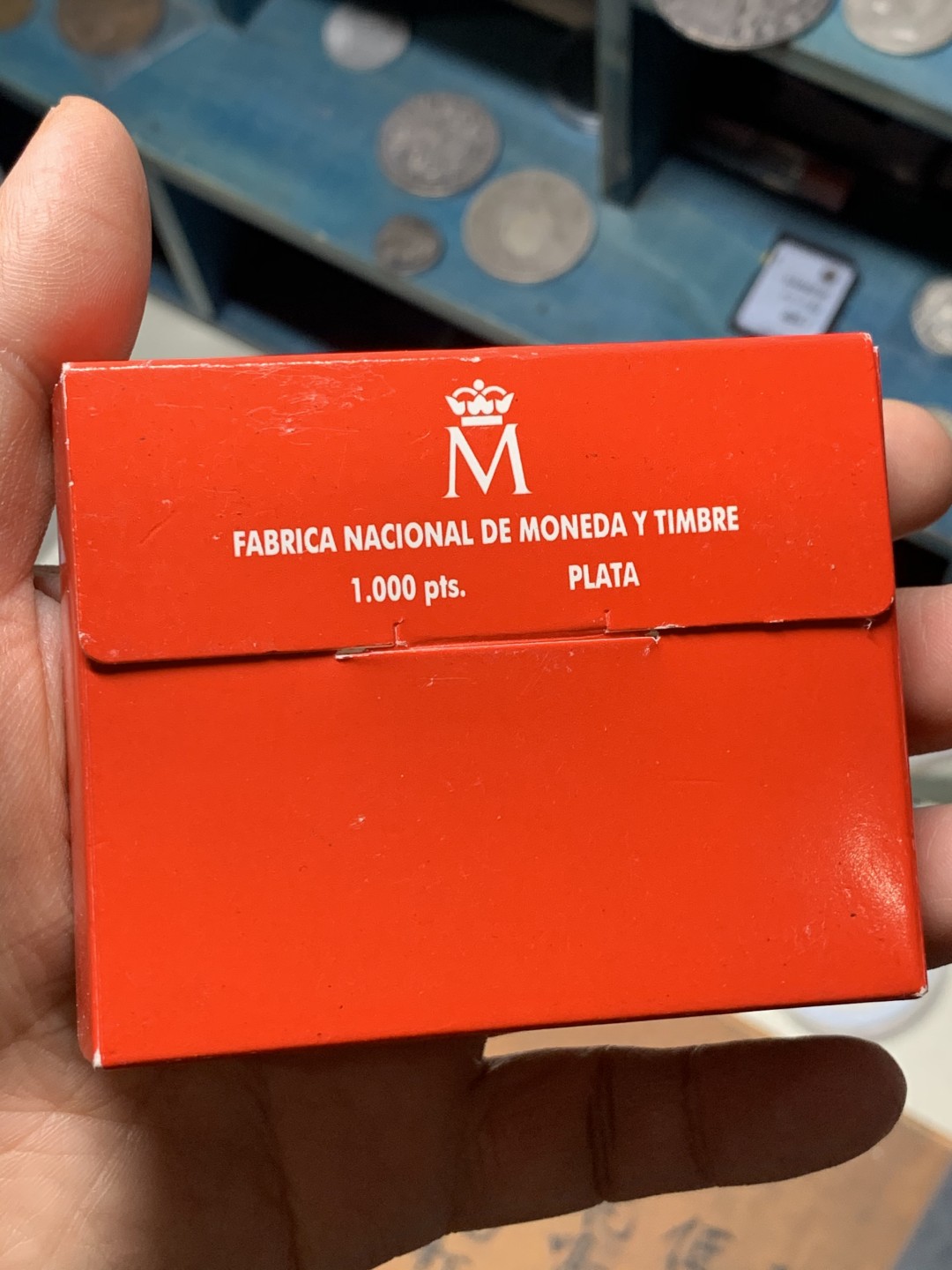 《竞宝斋》微拍-第32场-周日（全场顺丰包邮） 原盒证书 西班牙 1997年 政治家安东尼奥·卡诺瓦斯·1000比塞塔 精制PROOF银币